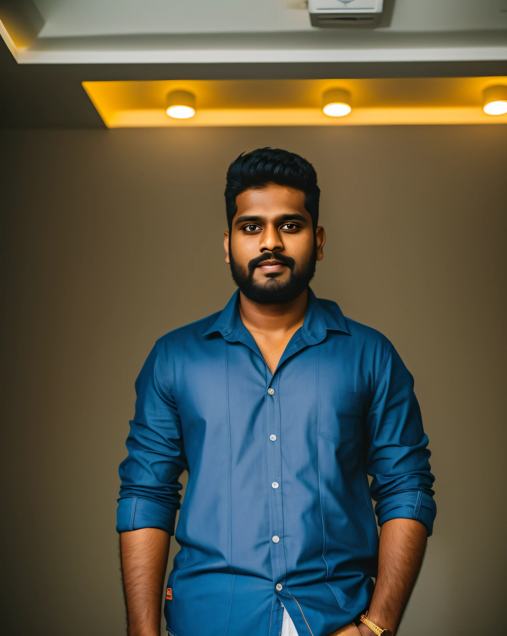 there is a man standing in a room with a remote control, jayison devadas, taken with sony alpha 9, vinayak, full body photogenic shot, portait photo profile picture, taken with canon 8 0 d, jayison devadas style, profile pic, very very low quality picture, taken with sony a7r camera, shot on nikon z9