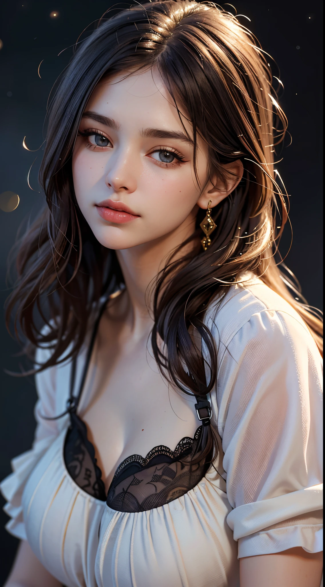 (best quality, 4k, 8k, high-res, masterpiece:1.2), ultra-detailed, (realistic, photorealistic, photo-realistic:1.37), (beautiful detailed eyes, beautiful detailed lips, extremely detailed eyes and face), (soft lighting:1.5), physically-based rendering, vivid colors, (big tits, super big tits, super extra big tits), (portrait, shiny hair, shiny skin), (night view, blurred background:1.37), (russian face:1.5),