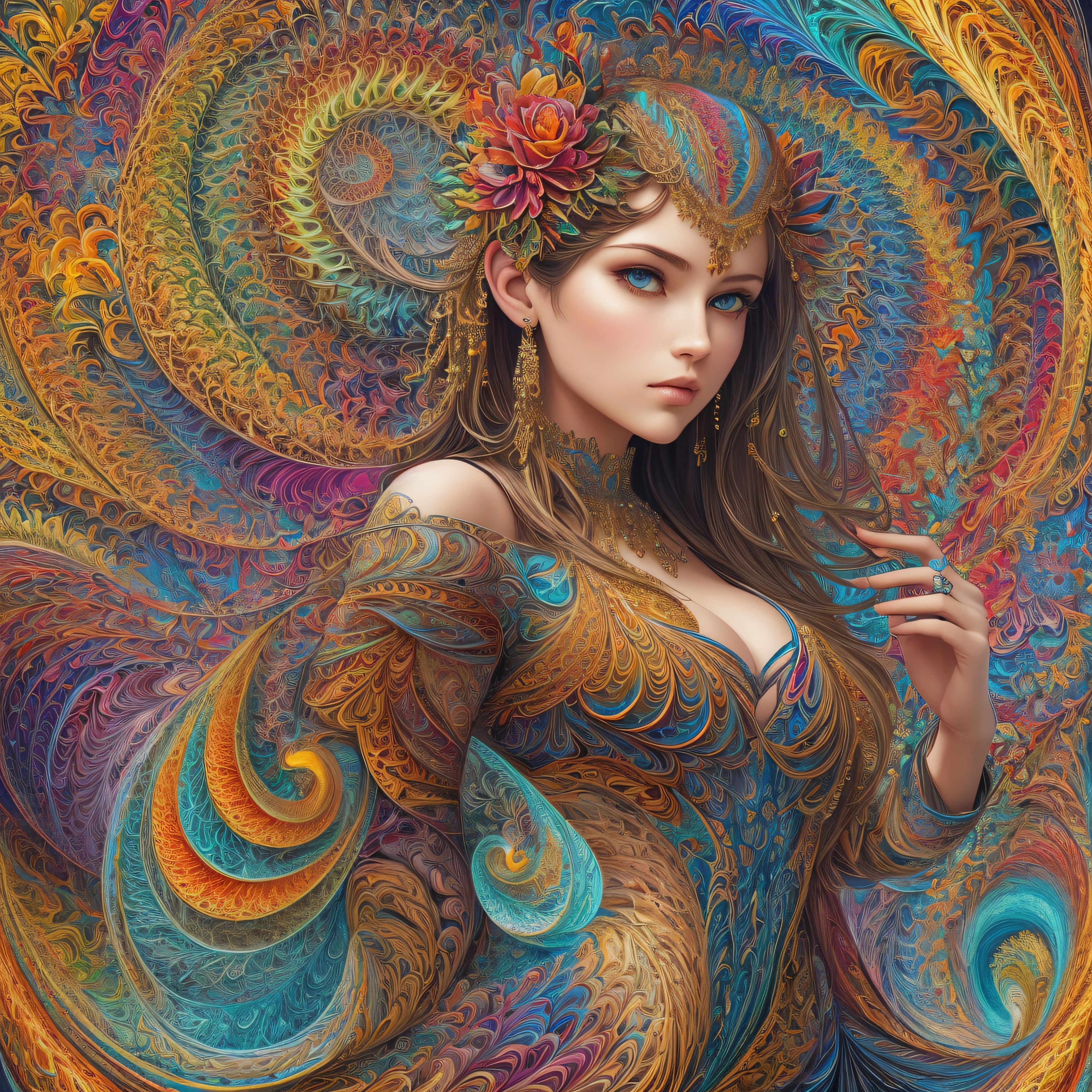 (masterpiece, top quality, best quality, official art, beautiful and aesthetic:1.2), (1girl), extreme detailed,(fractal art:1.3),colorful,highest detailed