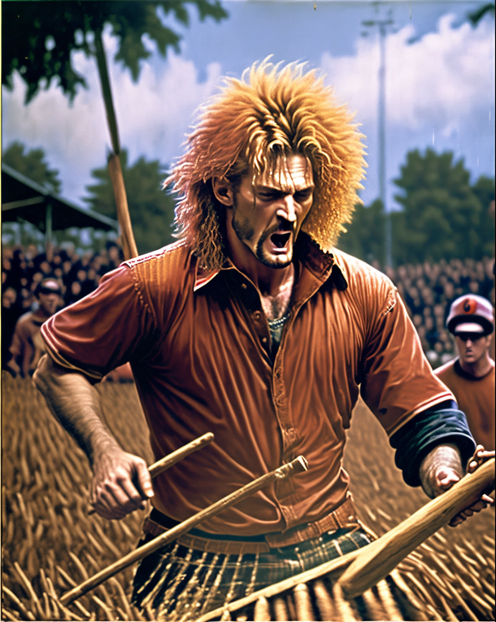 Layne Staley hitting someone with a rake