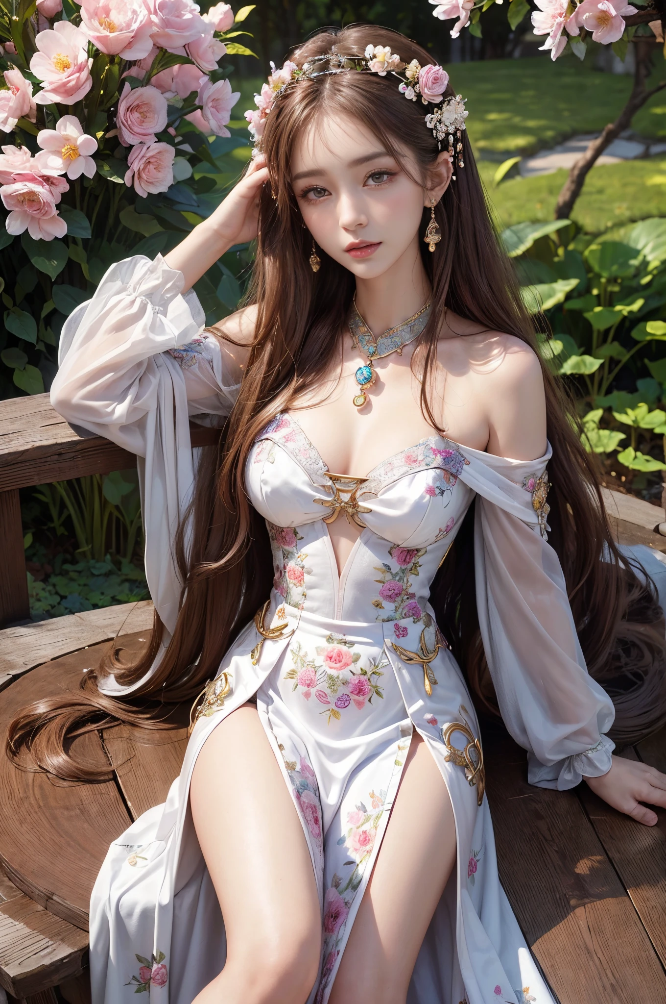 (Best quality,4K,A high resolution,tmasterpiece:1.2),ultra - detailed,(actual,realistically:1.37),A girl is in the garden,beautidful eyes,beautiful detailed lips,Extremely detailed eyes and face,Long eyelashes,pink and purple,Traditional Chinese Zodiac Goddess,floral patterns,Hand drawn illustrations,Fantastical Atmosphere,pastelcolor,The content is very detailed,Romantic and charming,Goddess Aries,Goddess Taurus,gemini goddess,Cancer Goddess,Goddess Leo,Goddess Virgo,Libra goddess,Scorpio goddess,sagittarius goddess,Goddess Capricorn,Aquarius goddess,Pisces Goddess.