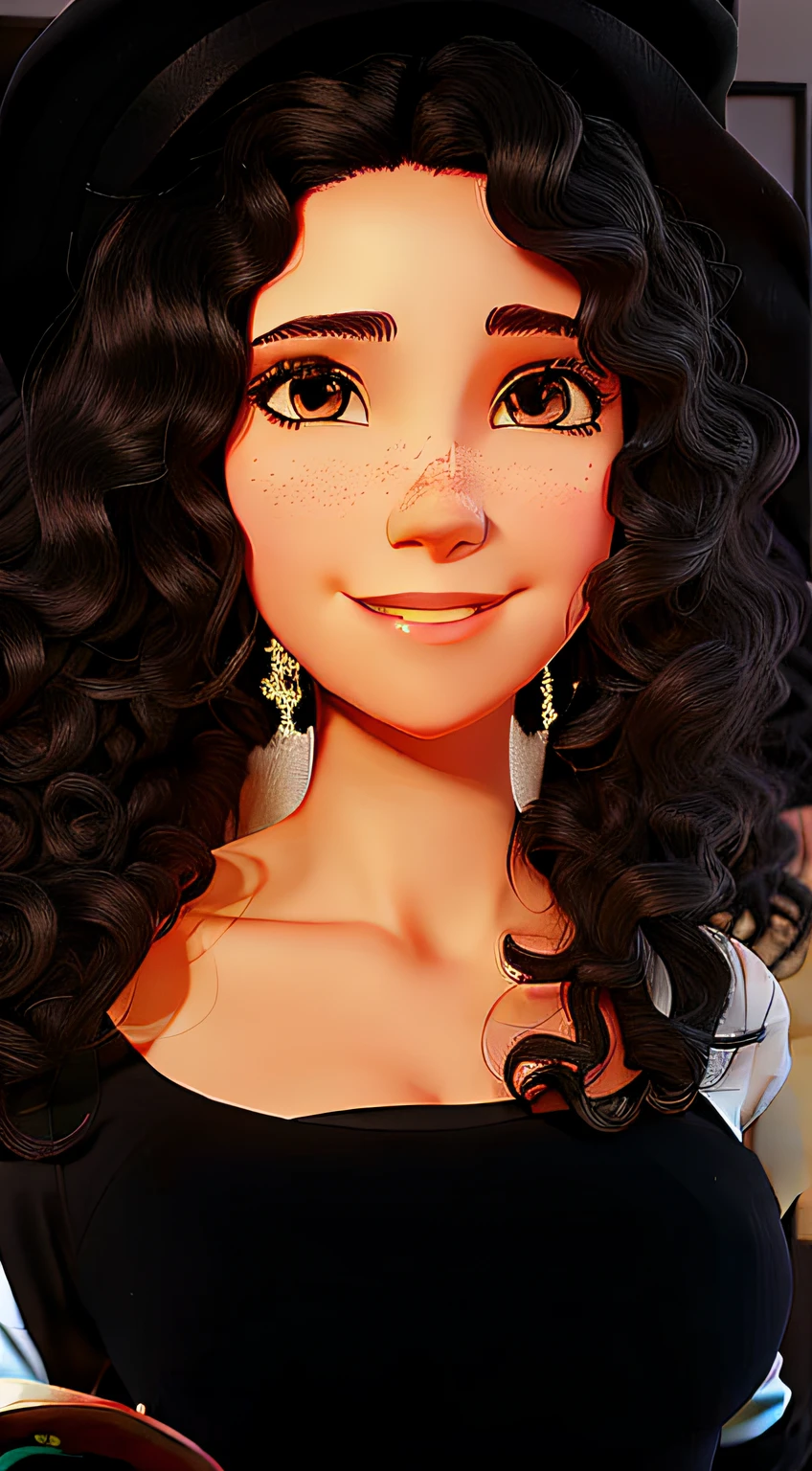 Uma mulher parda no estilo Disney pixar