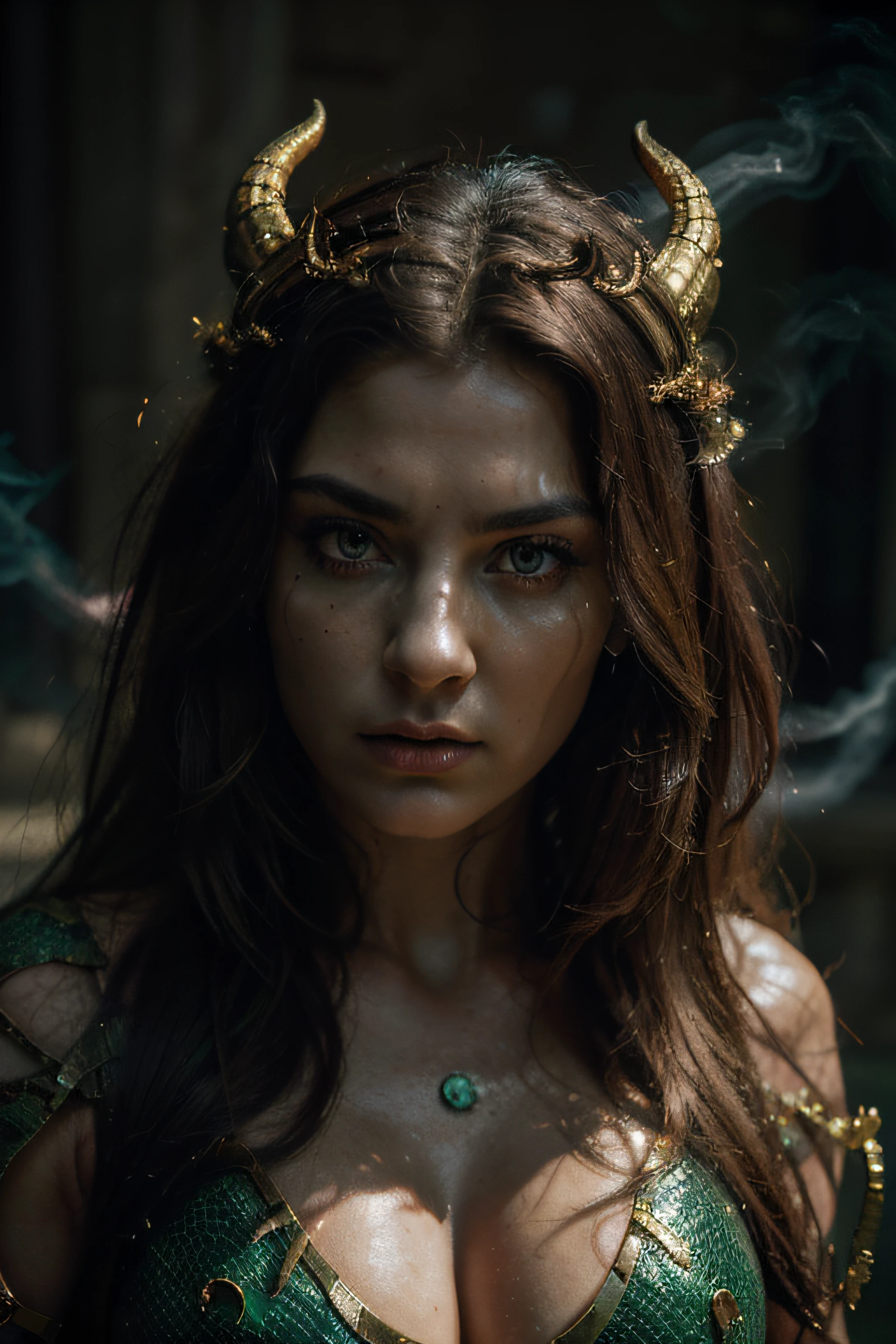 best quality,4k,8k,highres,masterpiece:1.2,ultra-detailed,realistic:1.37,portraits,greek medusa,snake-haired,terrifying eyes,petrifying stare,detailed scales,beauty and horror,mythical creature,dark background,golden light,emerald green,stone texture,ancient stone pillars,serpent-like body,majestic pose,fierce expression,horrifying transformation,stone-cold gaze,wisps of smoke,haunting presence,mythical symbolism,classic art style,emotional intensity,mesmerizing gaze,dynamic composition,vivid colors,sharp focus,legendary monster,mythological Greek,terrifying beauty,mythical creature,legendary power,unforgettable image