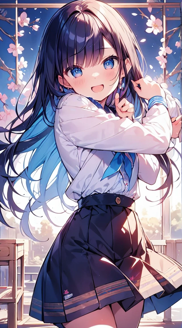 (masterpiece:1.05), (highest quality:1.05),1 girl,School_uniform, (((白いpanties))), dark blue skirt, floating skirt,lace trim_good, lace trim_panties, 濡れたpanties, beautiful hands, good手, ((detail panties)),