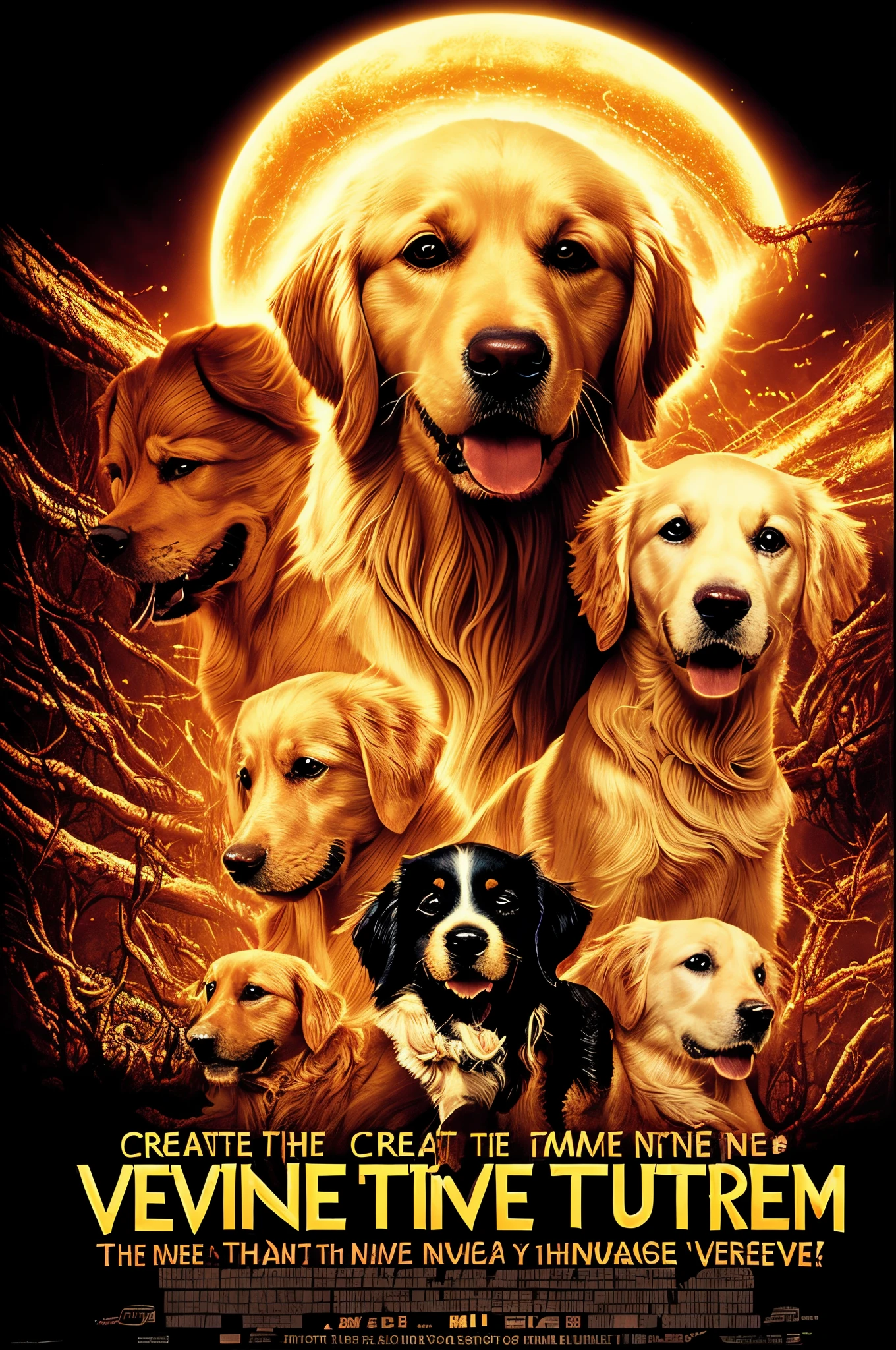 Please create a nightmare on elm street poster with a golden retriever and name the movie baby: the vengeful spirits