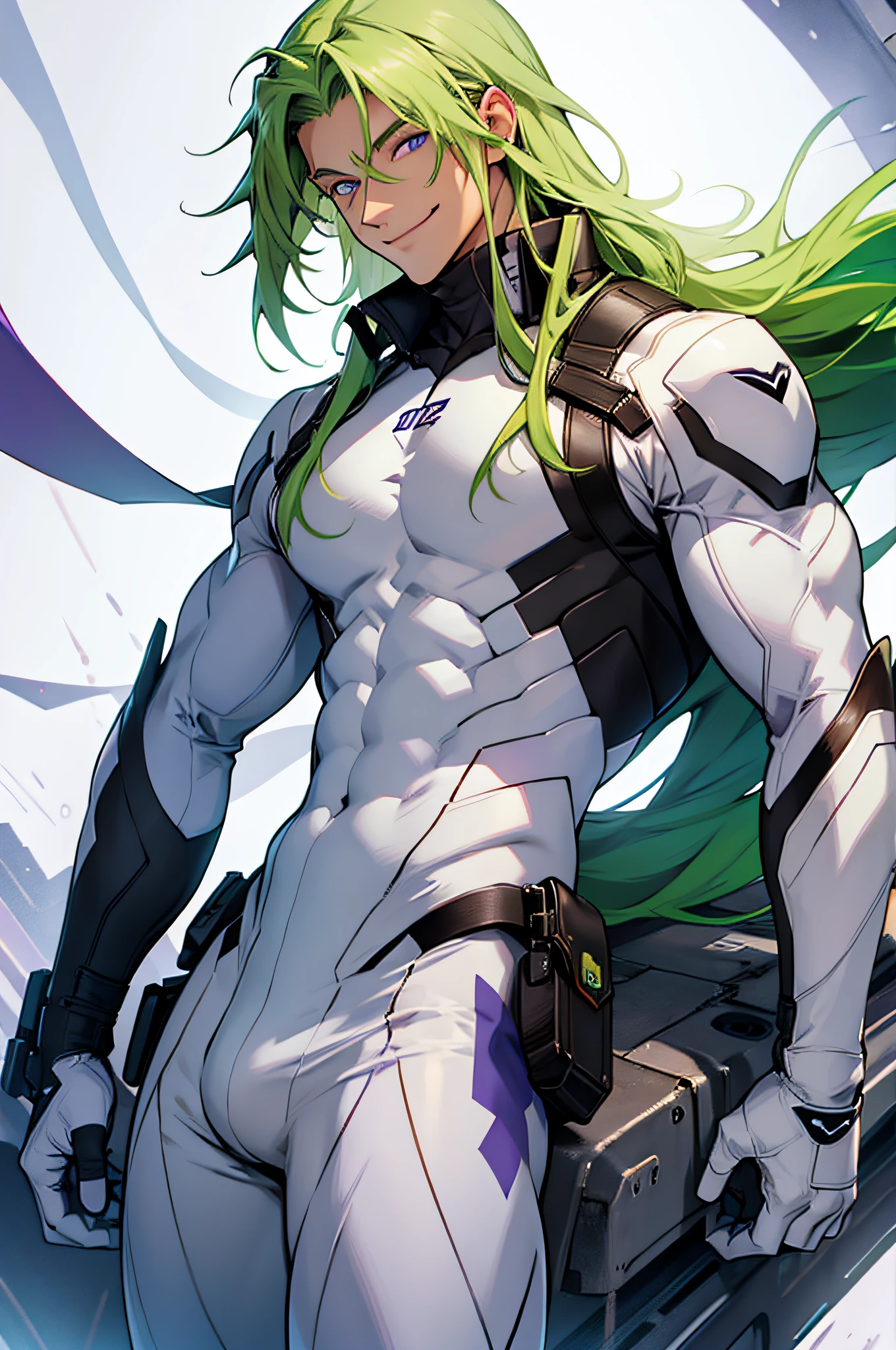 star wars, helmet, Luminous green hair, long hair, male, muscular, 