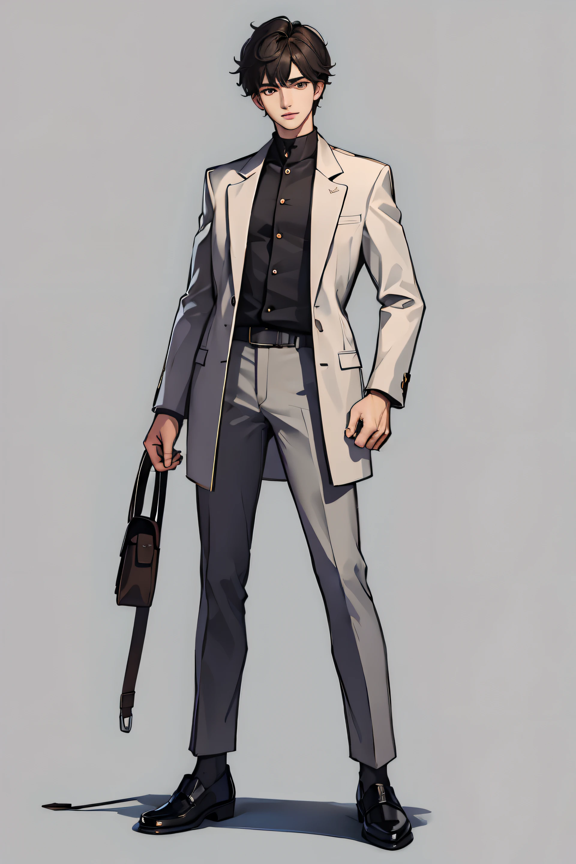 male people,mtu,president,POMO,trouser,leather shoes,Stand head-on,greybackground,solid color backdrop