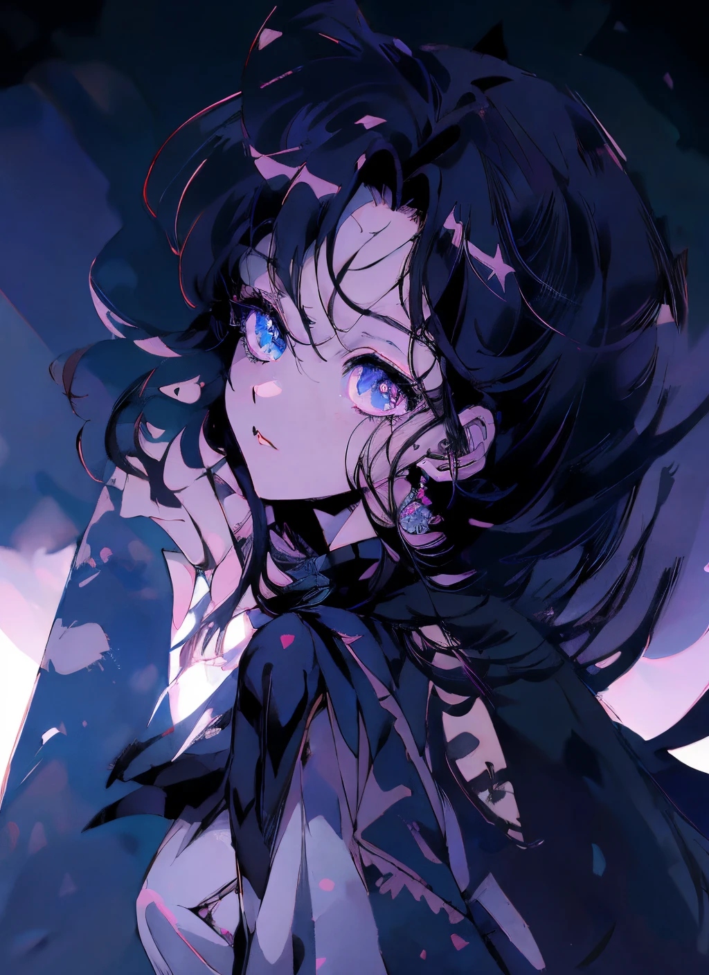 Chica anime con cabello largo y negro y ojos azules con un reloj., Estilo anime 4K, portrait knights of zodiac girl, Fanart de Demon Slayer Rui, Anime Moe Artstyle, Anime Art Wallpaper 8K, Anime style. 8k, Arte detallado del anime digital, digital anime illustration, Retrato estilo anime, Anime Art Wallpaper 4K, Anime Art Wallpaper 4K, Hermoso retrato de anime