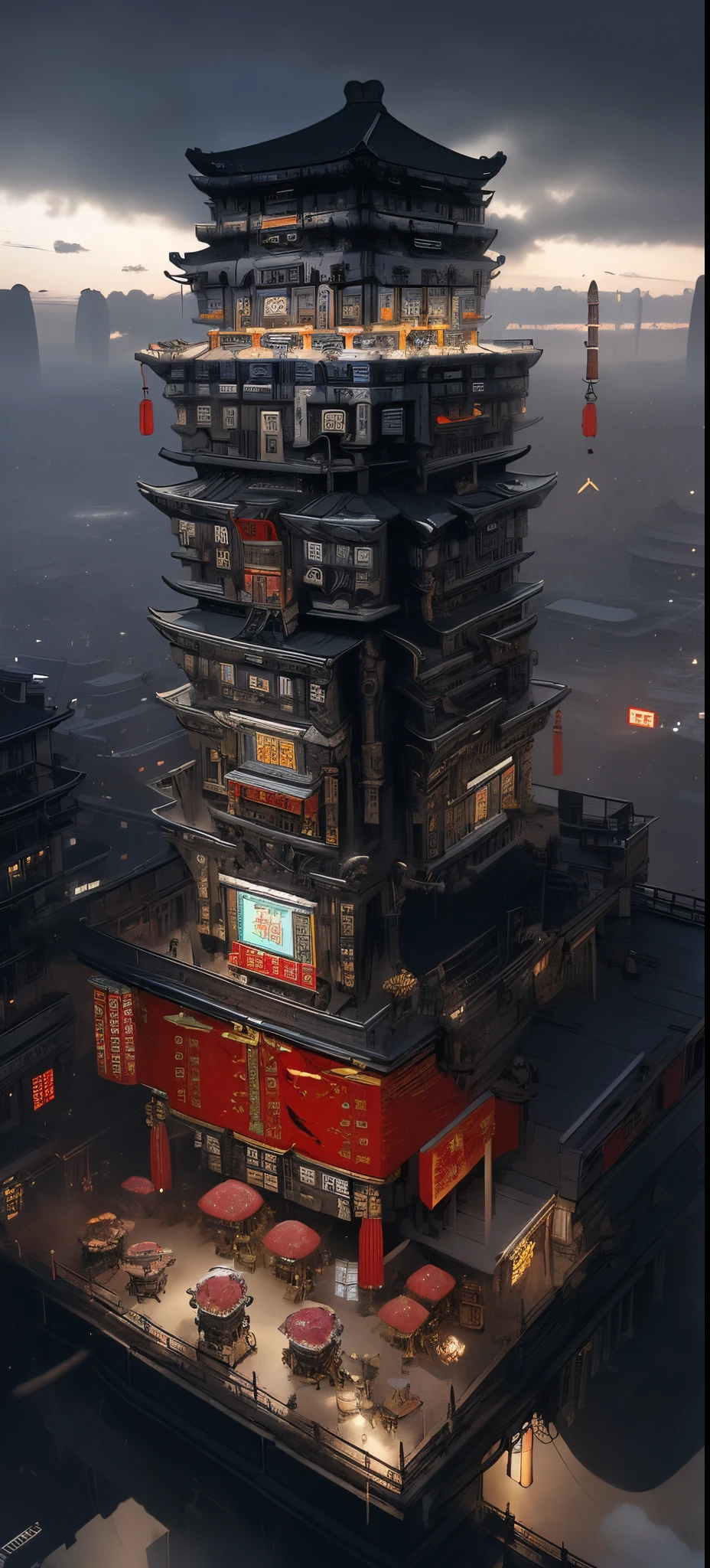 (dramatic, gritty, intense:1.4),masterpiece, best quality, 32k uhd, insane details, intricate details, hyperdetailed, hyper quality, high detail, ultra detailed, Masterpiece, (Chinese architecture:1.9)(Chinese punk:1.6)
shopFashion brand pop-up shop, a sophisticated Chinese building floating in the sky, in the style of futuristic design, contraption, in the style of Unreal Engine 5, dystopian cityscape, post-apocalyptic futuristic style, conceptual art, Frostpunk, sci-fi anime, Alex Alemany, Relationships, James Gilard, romantic graffiti, spatial relationships style can't believe how beautiful this is, pop music style, Light Emerald, 32k Ultra HD