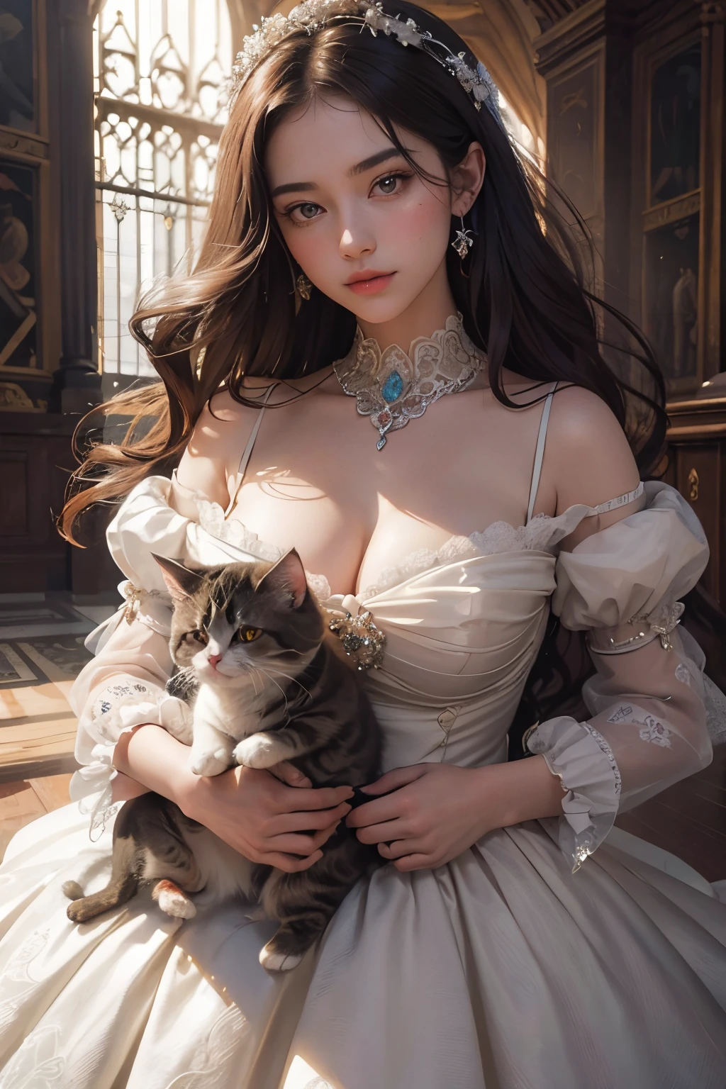 enormous Renaissance bouquet of cutest fluffy kittens, cute girl, flowing, intricate, elegant, highly detailed, wonderful quality, dramatic light, sharp focus, beautiful composition, joyful, mystical, iconic, fine, deep colors, amazing color, winning, perfect, epic, cinematic, symmetry, clear, artistic, thought, complex, brilliant, best, awesome, colossal