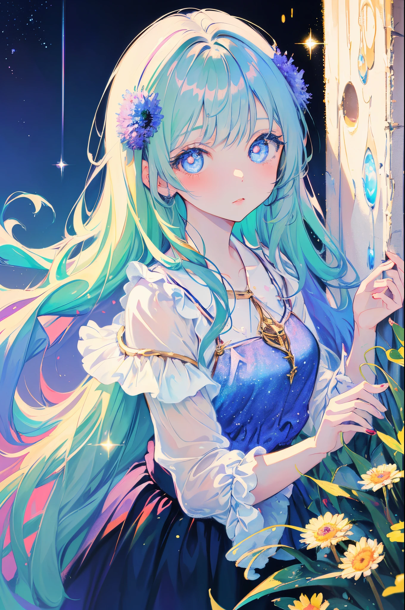 art by Cornflower, dreamy (a girl who was petite and had beautiful detailed eyes. The depth of field in the photo was perfect, and the lens flare added a nice touch.