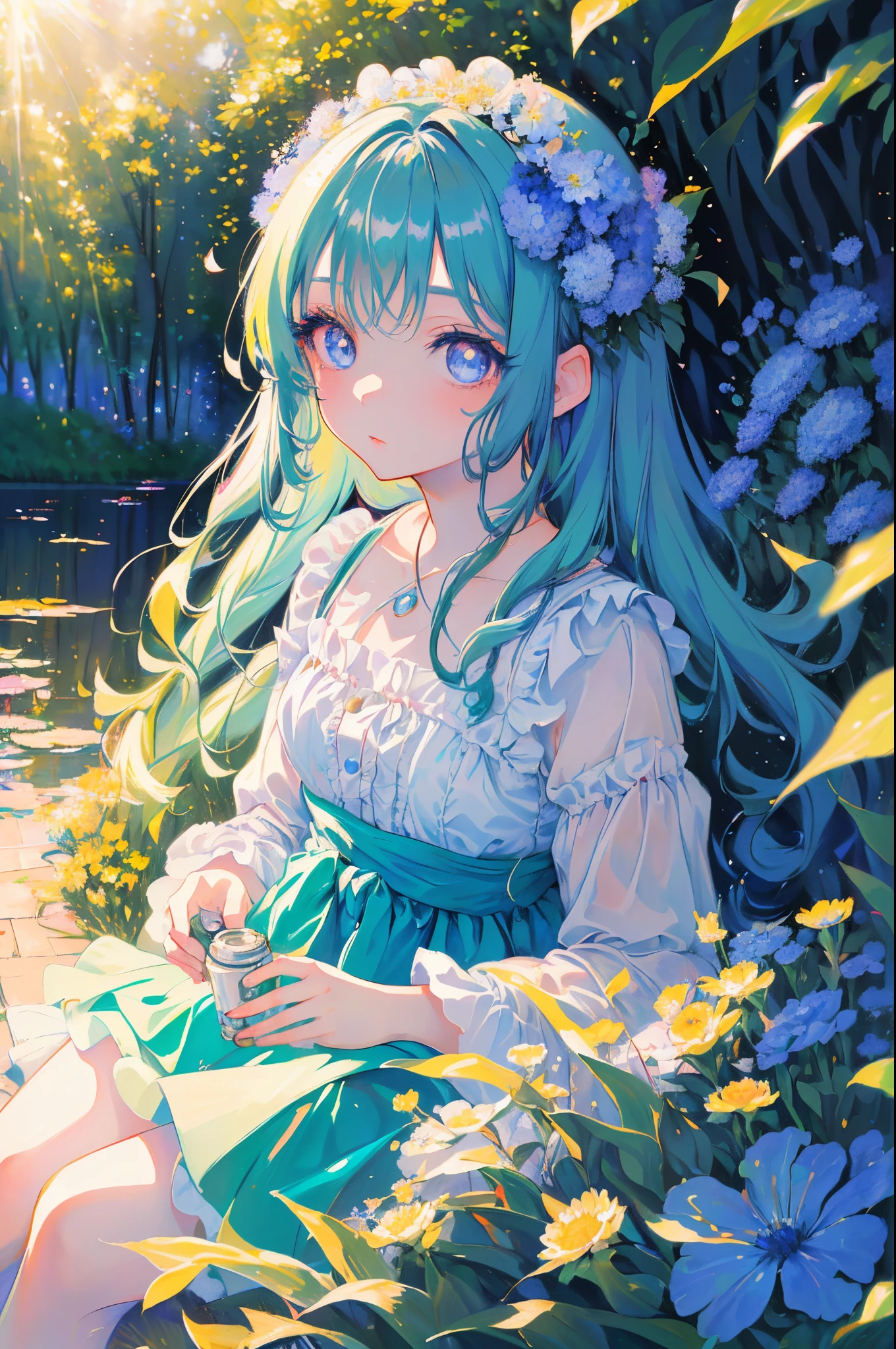 art by Cornflower, dreamy (a girl who was ite and had beautiful detailed eyes. The depth of field in the photo was perfect, and the lens flare added a nice touch.