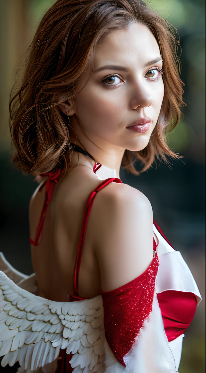 (Best quality, 8k, 32K, Masterpiece, UHD:1.2)Photo couverture playboy, Photo of a Pretty Curly Redhead Woman, corps entier, gros seins, cheveux longs,Haut du corps,mise au point sur le visage,oversized_chandail, downblouse, mineur, sinple background, Regarder lovely le spectateur, cheveux longs, backlight