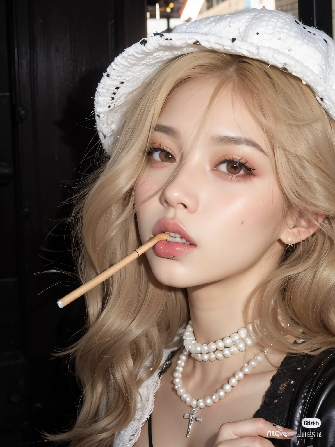 araffe girl with a cigarette in her mouth and a hat, maquiagem sul-coreana popular, Retrato de Jossi de Blackpink, Parque Roseanne do Blackpink, maquiagem coreana popular, jossi do blackpink, Ulzzang, coreana, Lalisa Manoban do Blackpink, Heonhwa Choe, cigarro, Jinyoung Canela, ava max, cruel korean goth girl
