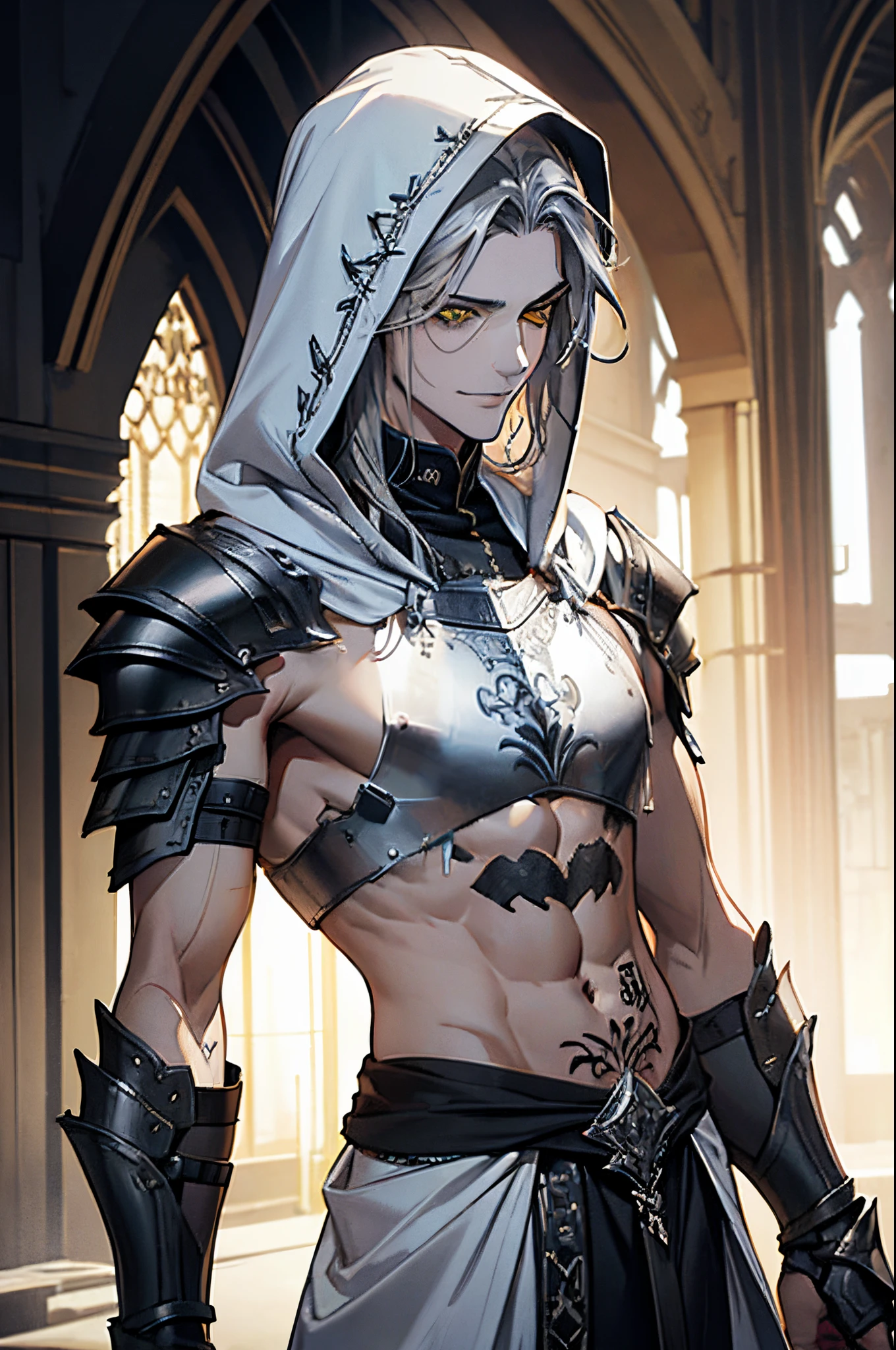male, silver plated armor