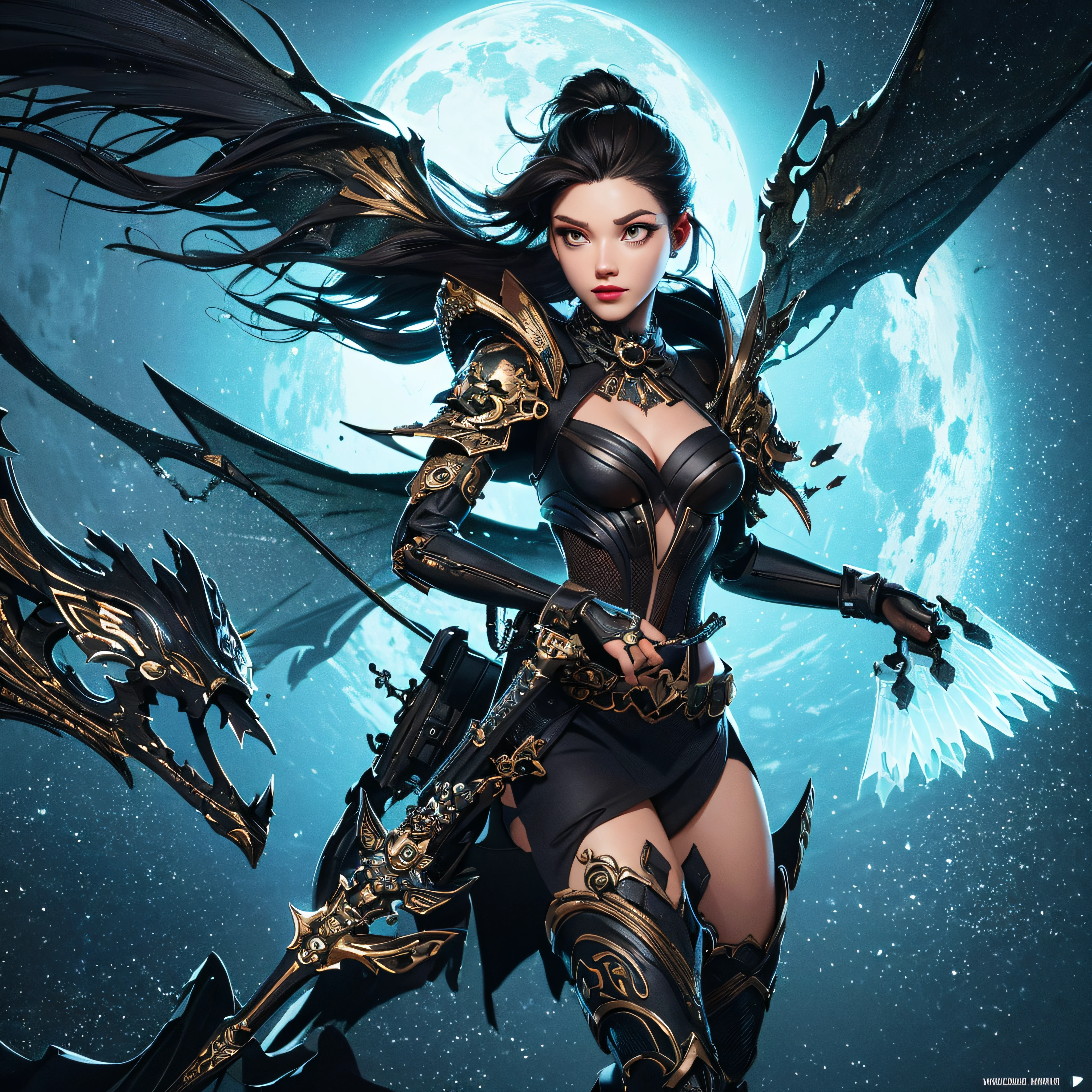 "Create an image of Bel'Veth from League of Legends by Riot Games in her classic form,no having clothes, wearing her void-infused armor with dark, swirling patterns, having massive k-cups:1.55. She's standing in the middle of a chaotic void rift, surrounded by dark energy and monstrous creatures, in an attractive pose with a menacing, commanding presence."