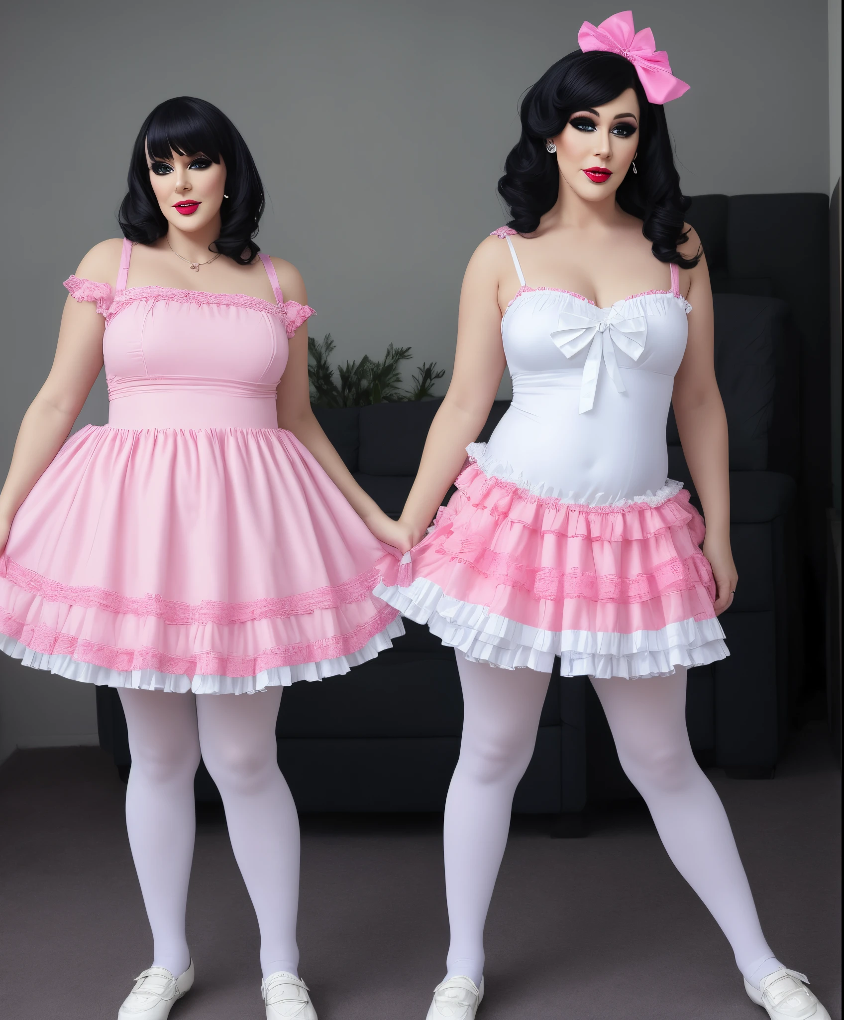 Mature, sissy, diaper, drag, frilly, tutu, white tights, petticoat, plus size, , humiliation, pink, visible diaper, heavy makeup, big diaper, sissification, crossdresser, drag queen, , poofy dress, nappy, loser, cuck, abdl, embarrassed, big diaper,