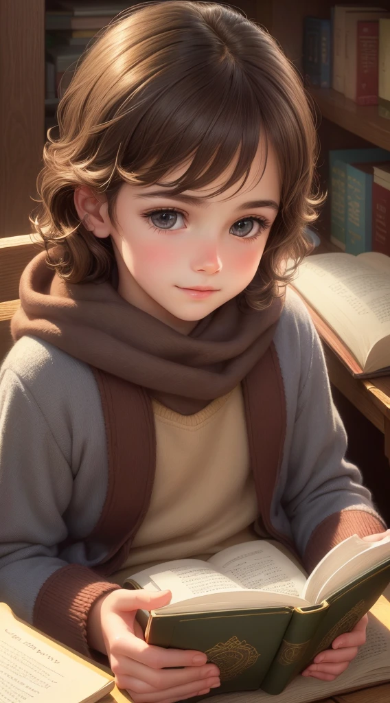 (best quality,ultra-detailed),(realistic:1.37),beautiful detailed eyes,beautiful detailed lips,dark brown hair , shiny eyes, long eyelashes, happy, detailed illustration,warm atmosphere,small,simple background,young boy,holding book,praying,reading Books, peaceful environment, light shining on boy, gratitude, serene expression,filled with love, faithful, devotion, innocence, colorful clothes, soft lighting,