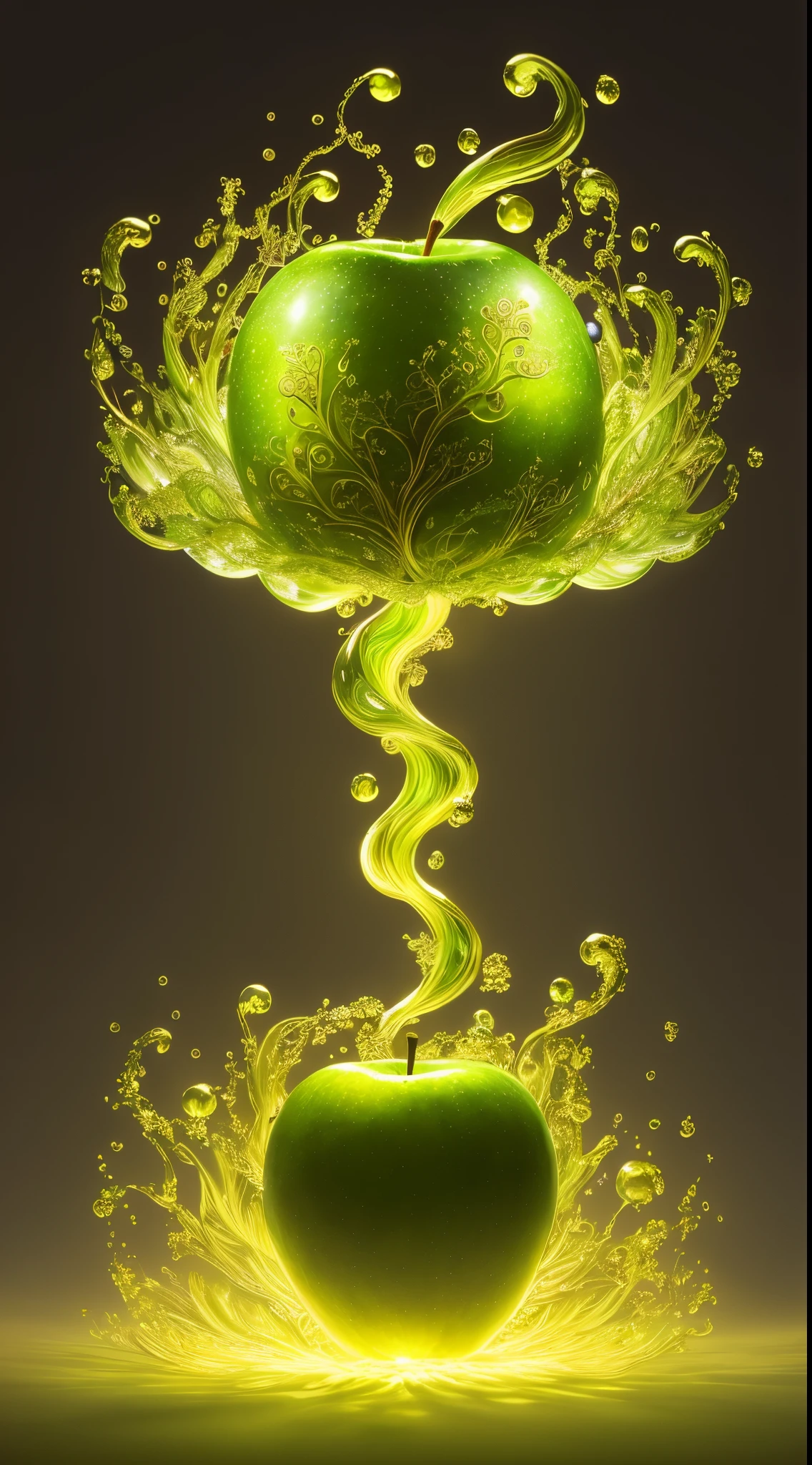 "Create something highly detailed, Best Quality, A high-resolution masterpiece depicting a sacred umbral elemental exuding the energy of apple green and wistaria.." Perfect Shadow, High-quality shading, Photorealistic,