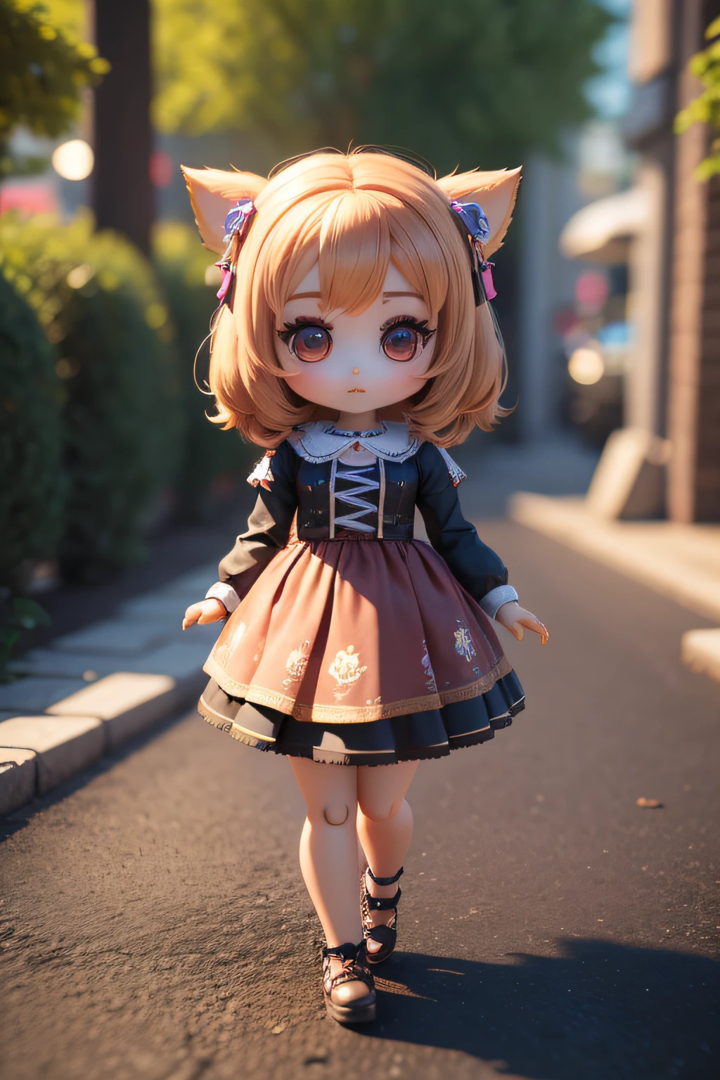 a beautiful chibi girl girl doll crisp 8k from gari, estilo chibi、3d、4d
