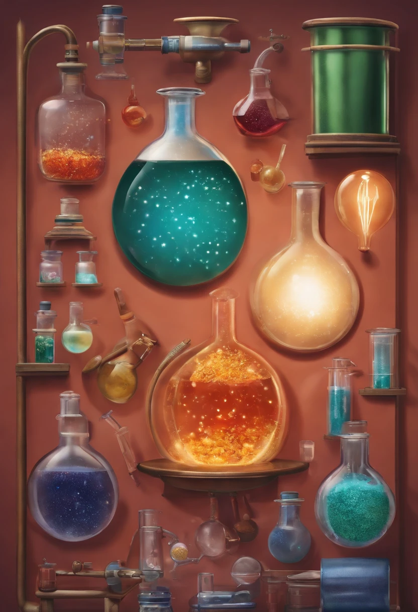 A photo of a homemade experiment with various chemical compounds and equipment on a lab bench,The Big Bang Theory TV Show,Sheldon Cooper