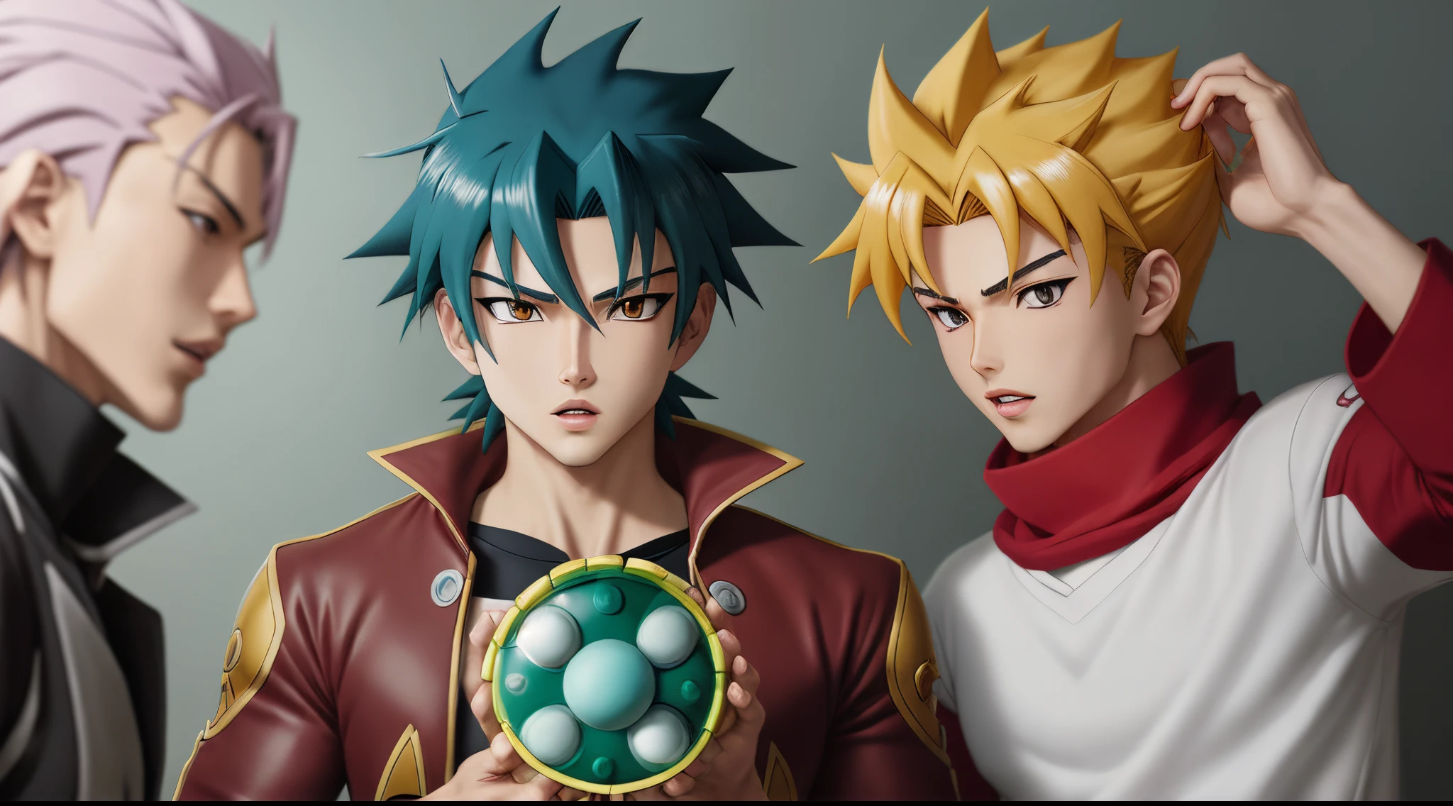 Kai from Beyblade holding his Beyblade
