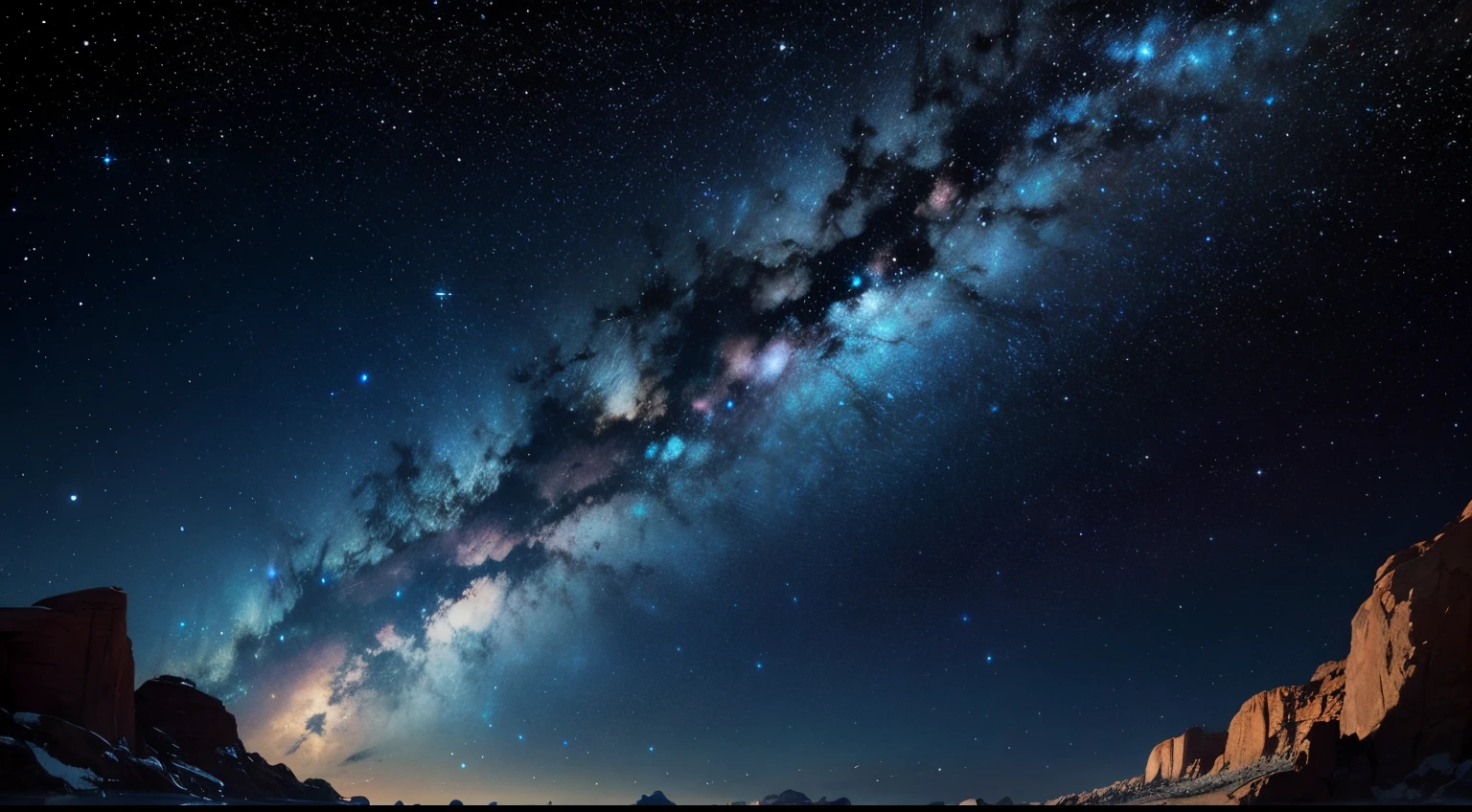 high-level image quality、milkyway、big blue and black starry sky、Superb view