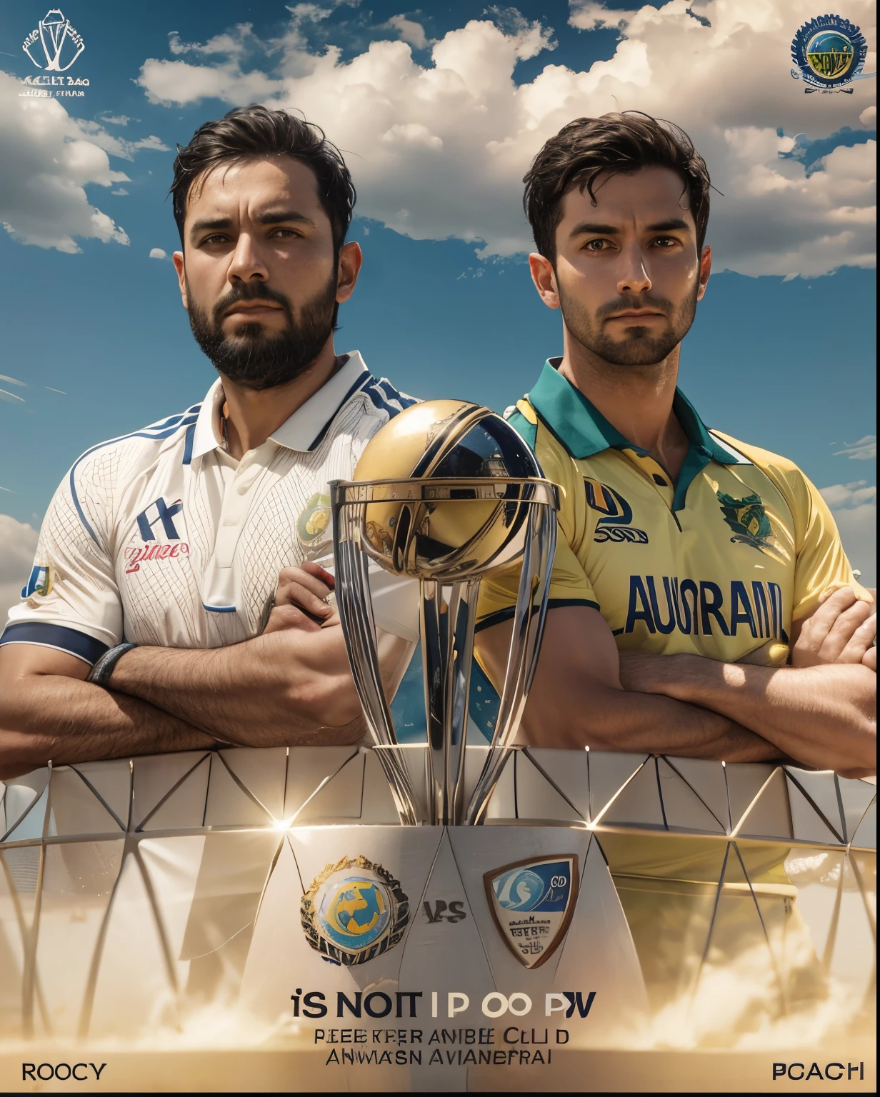 Cricket world cup final, realistic, make white jersey to blue colour