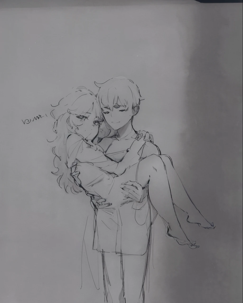 drawing of a man and a girl hugging, arte conceptual del amor, boceto, pose apasionada, boceto mate, loose pencil sketch, pose de pareja, bosquejo del esquema, Reylo besando, brazo alrededor de su cuello, dibujado al estilo de mark arian, inspirado en Tim y Greg Hildebrandt, Detallado pero tosco, detailed pencil, Chica sonriendo, chico abrazando a chica con todo su amor, novios, dibujo de chica, bosquejo, add more details 