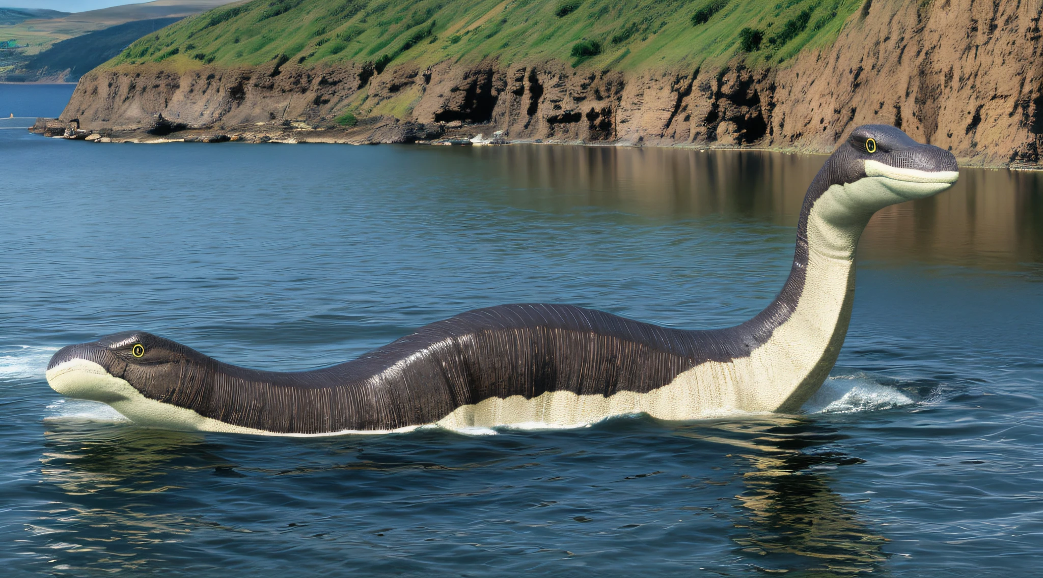 Nessie dinosaur Loch Ness realisitic Emerge from the water Plesiosaurus