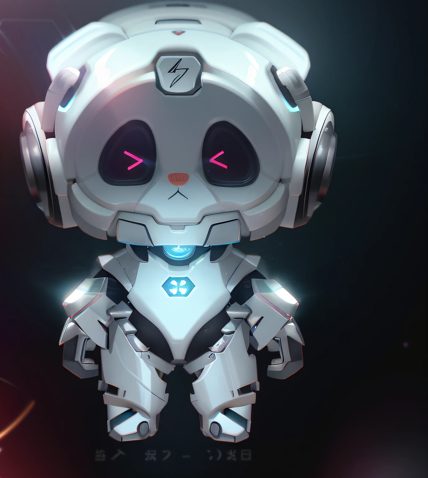 Close-up of robot panda wearing headphones, A scene from the《overwatch》echo, Cute cyber god, Mecha anthropomorphic penguin, Cute humanoid robot, from overwatch, Beautiful robot character design, Very cute robot zen, as an overwatch character, tian zi, ferra white mecha, Cute robot, mecha animal, as an overwatch character, overwatch character