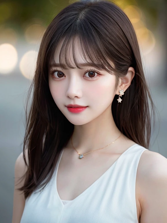 table top, highest quality, figure, super detailed, finely, High resolution, 8k wallpaper, ダイナミックな構figure, beautiful and fine eyes, Very gorgeous and elegant luxury dress winter clothes,medium hair,small breasts natural color lip, bold sexy pose,smile、20 year old girl、cute、sexy shot looking at camera,midnight,beautiful and detailed face,elegant face,perfect and beautiful face,Slim face and body,blur the background,gorgeous party venue