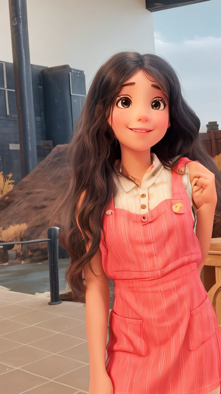 The girl is wearing a ref dress she is very cute