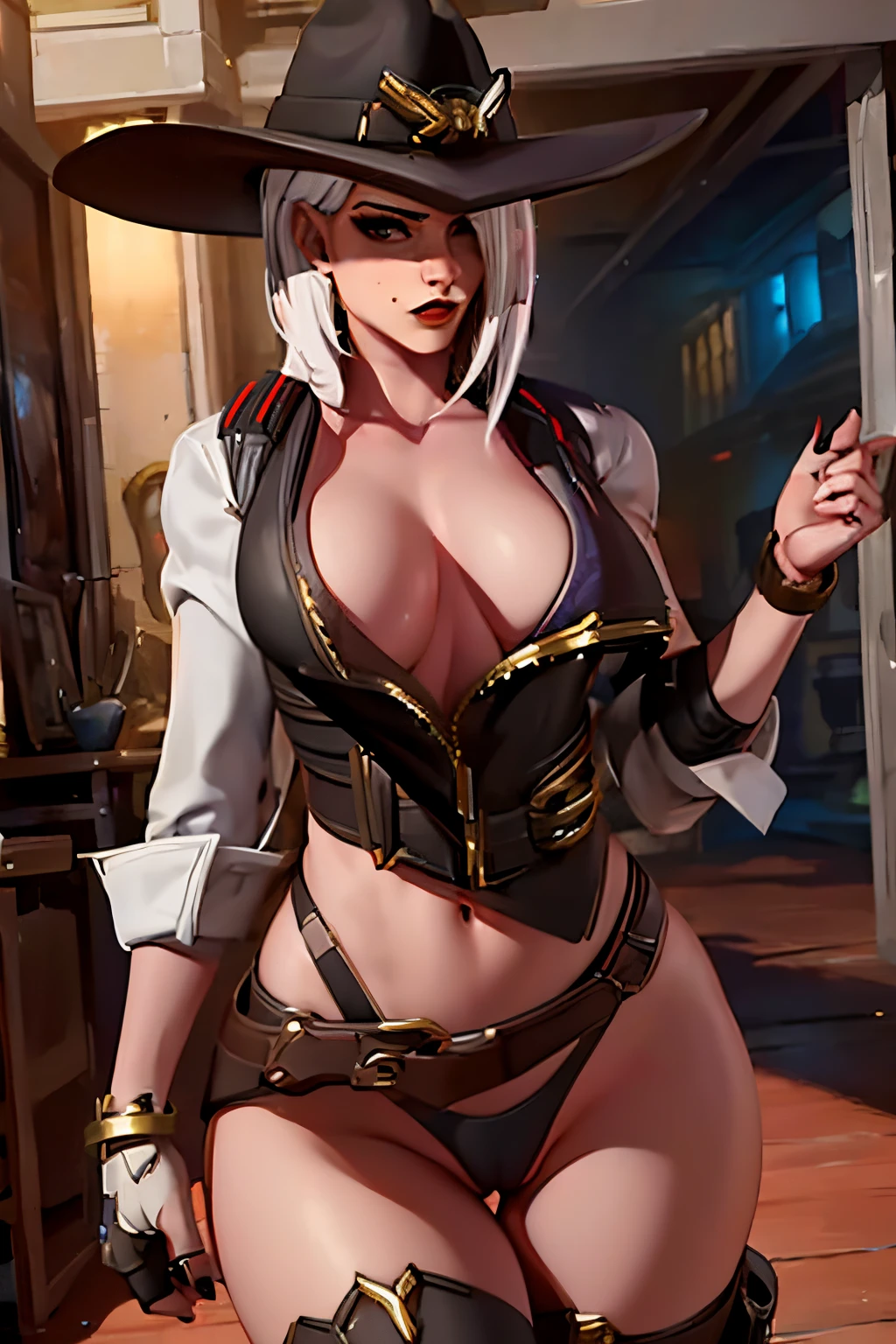 (8k), (best quality), (masterpiece:1.2),Ashe from overwatch, in lingerie,