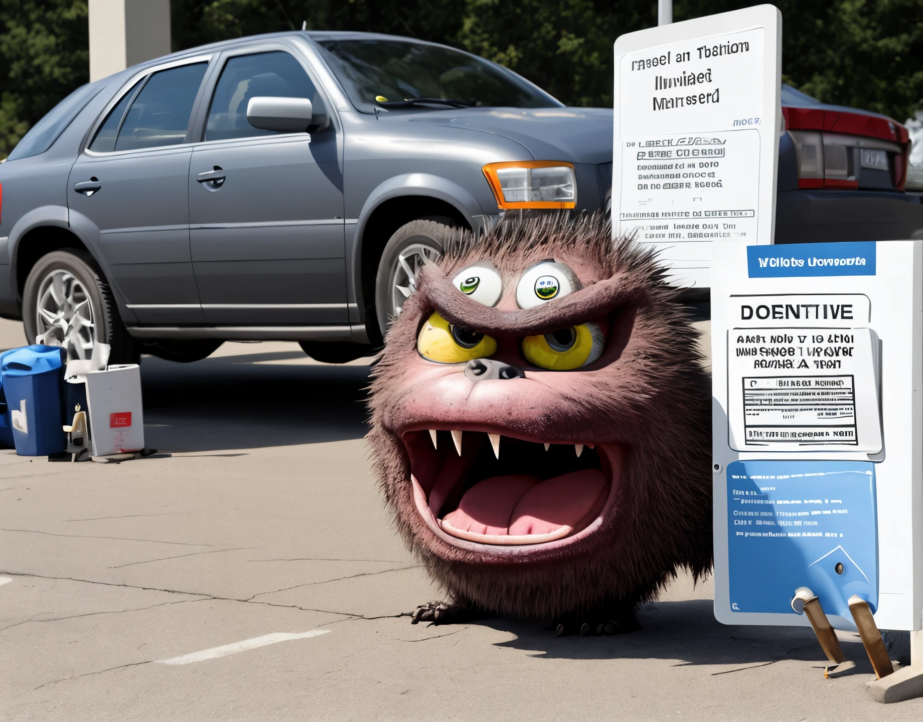 Angry  monster in line at the DMV