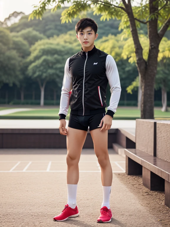  teenagers , very young , light-skin , wearing an dark red sexy underwear, tmasterpiece，k hd，the feet，Transparent sports vest，semi transparent，black long socks，The barefoot , red colour , handsome and cute , extreme cute boy , white skin , dark red underwear boxers shorts , extremely tall and cute boy ,oppa model , handsome model , full body , dark red boxers underwears short shorts , black socks , white light-skin , Chinese model , young boy , white skin , handsome and extremely cute , red boxers underwear shorts , long black socks , handsome model , at the park , jogging , model oppa , long legs , jogging , running , high knee black socks ,black  long socks , stand up , extremely tall , extremely high , red underwears , red sports underwear , long black socks , clean and white legs , Chinese model , extremely long legs , looking at the camera , clean and white thigh , huge bulge , kid face , b , wearing red underwears boxers , light and white skin