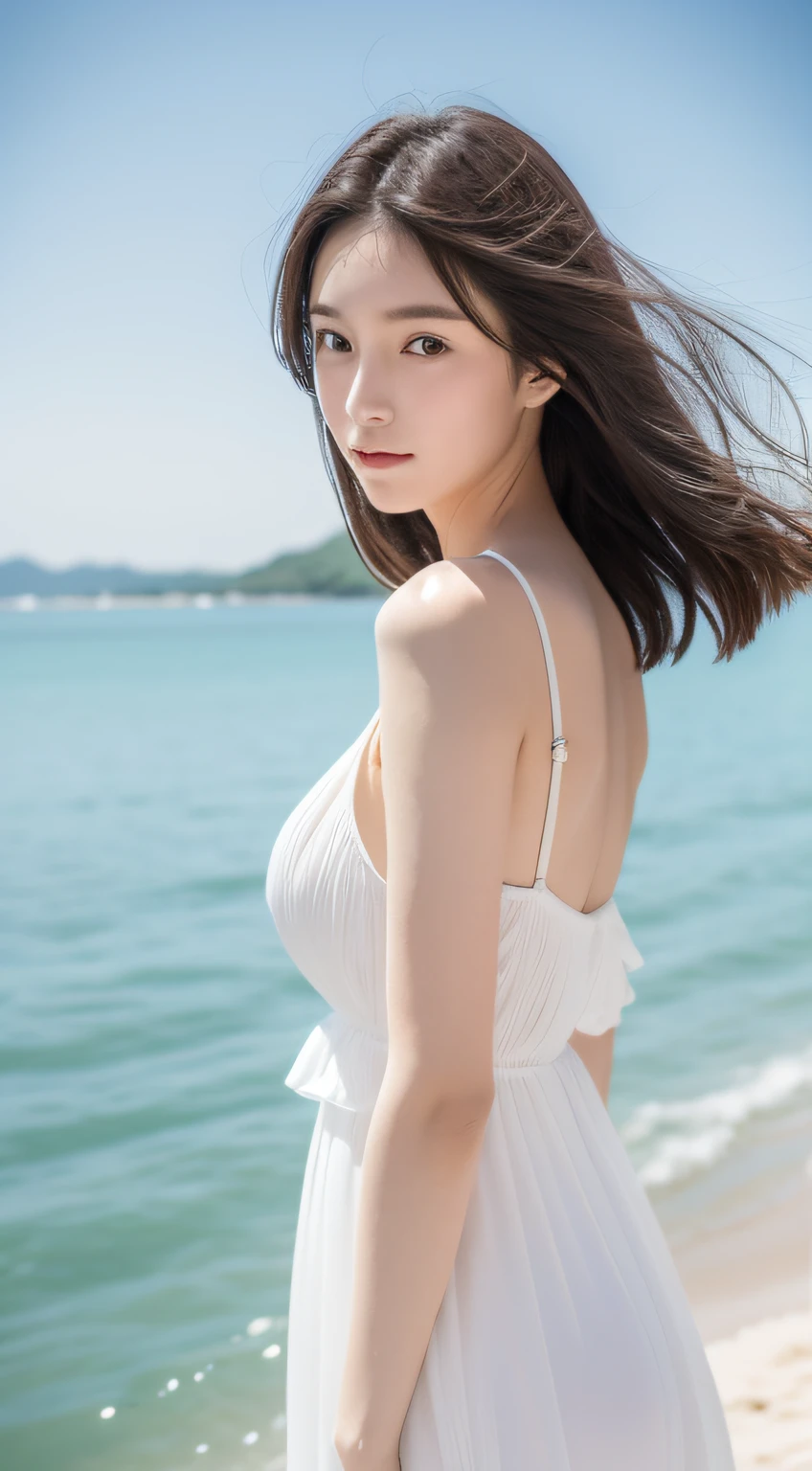(masterpiece), (highest quality), (Super detailed),(Disheveled Hair),(figure), (One girl), (Summer clothes), Are standing, Fashion Model, View your viewers, (interview), (beach),Beautiful fine details, Delicate and beautiful face, floating,(High saturation),(Colorful splashes),Colorful bubbles,(The Shining), Focus on the face, Hair Ring, Floating Flowers, Floating hair, (The Shining), Best lighting, Best Shadow,