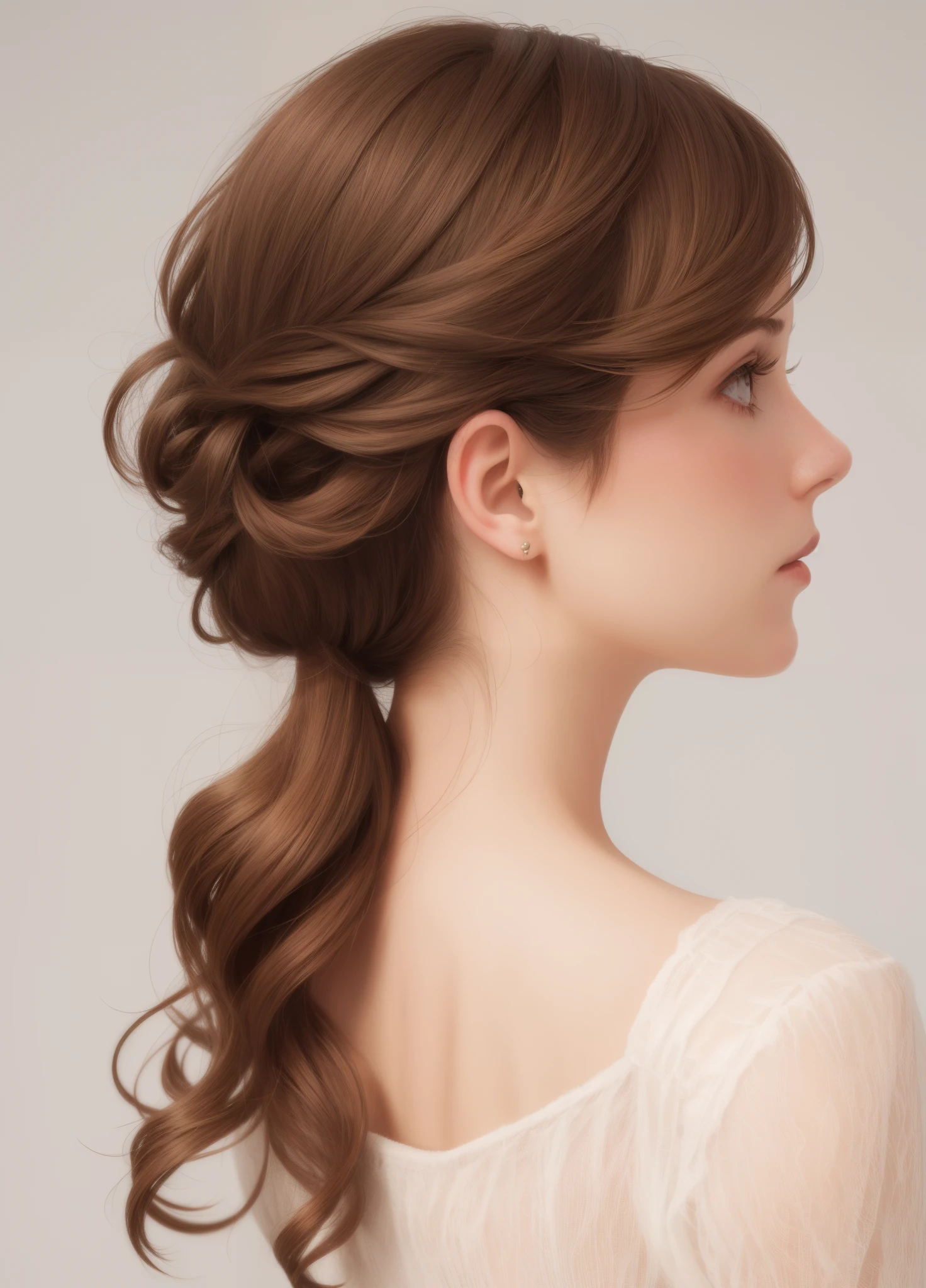 A head to shoulder image of a white girl with brown hair