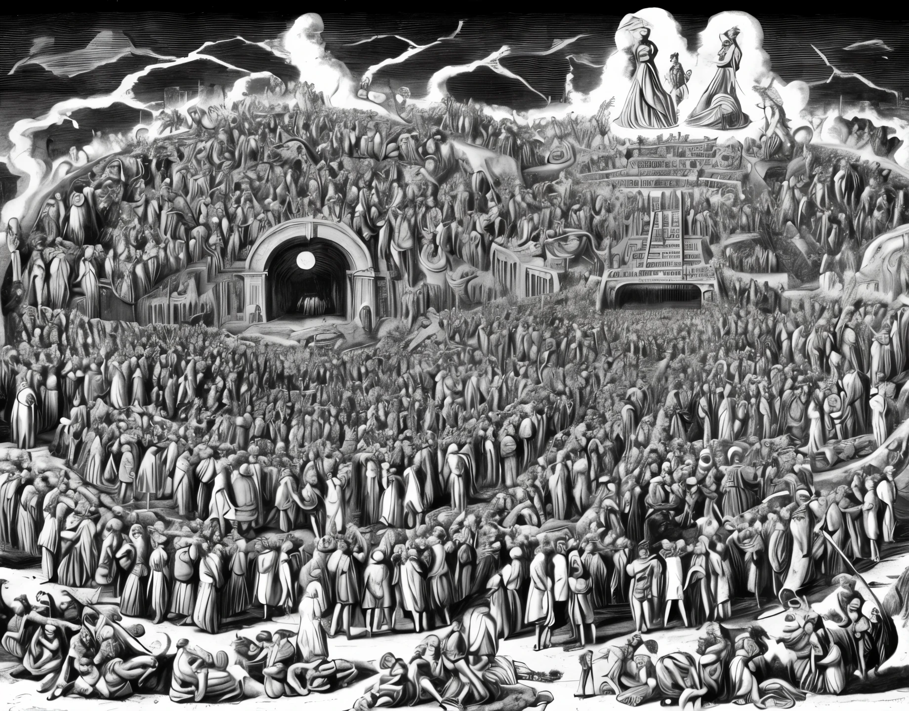 <lora:Gustave Dore Style:1>Gustave Dore Style - detailed gravure art by gustav dore art, weird sci-fi things happening in ancient greek