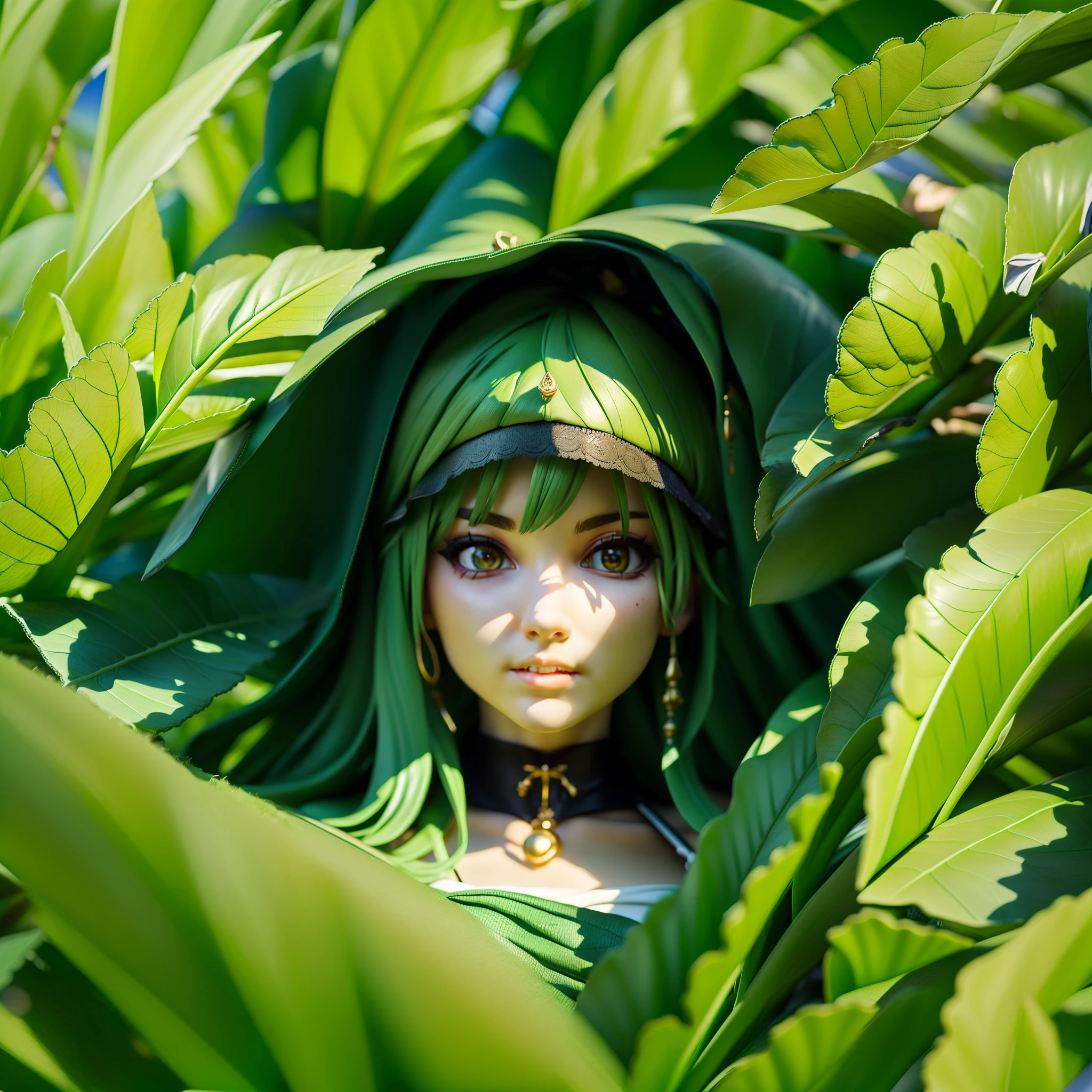 (best quality,4k,8k,highres,masterpiece:1.2),ultra-detailed,realistic, HDR,UHD,studio lighting,ultra-fine painting,sharp focus,physically-based rendering,extreme detail description,professional,vivid colors,bokeh,portraits,leafy green color,soft sunlight
