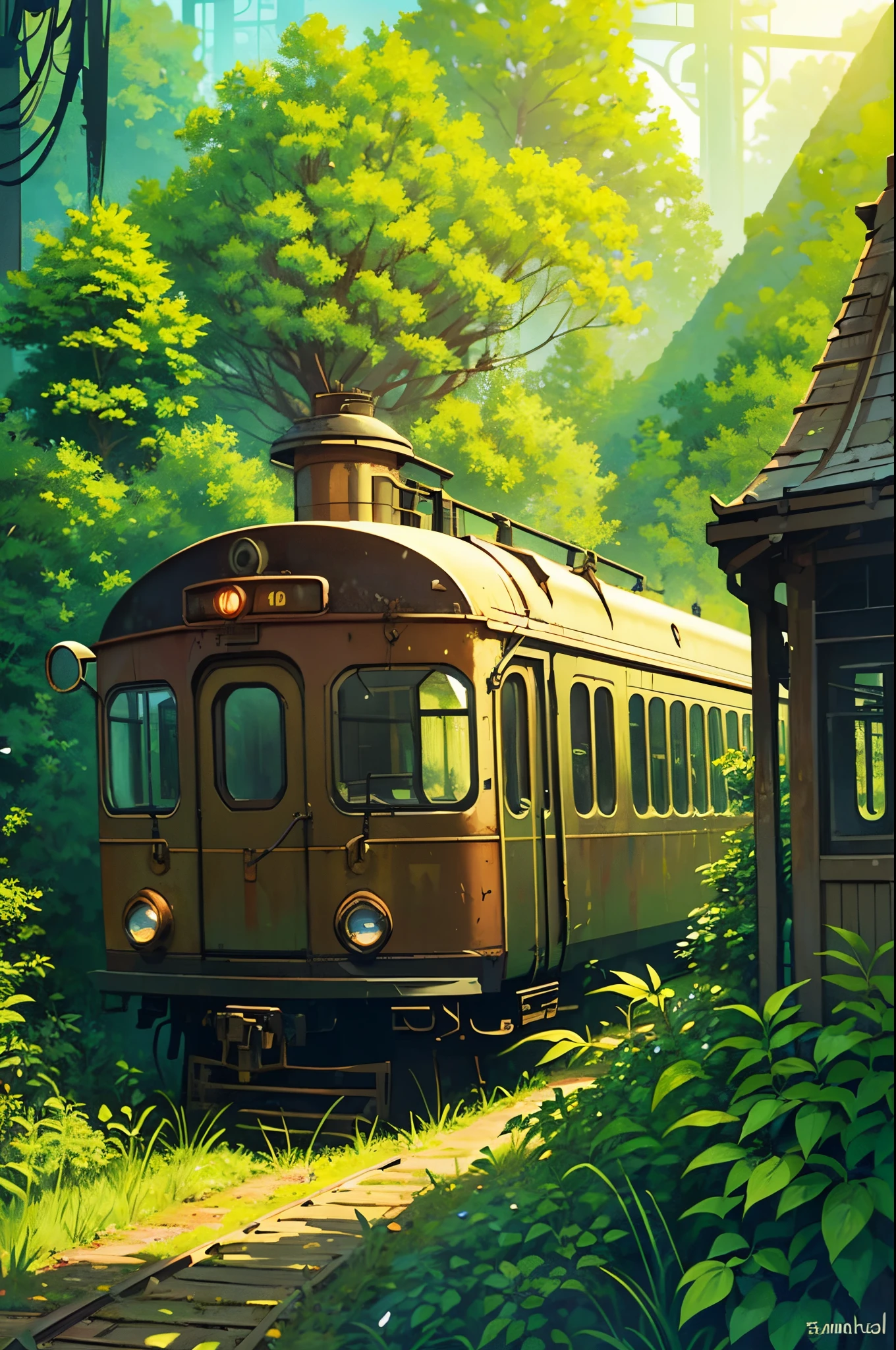 In an overgrown field, an old abandoned train stands tall, covered in thick foliage and vines. The rusted metal and faded paint reveal the passage of time, giving the train a sense of history and mystery. The train is surrounded by lush greenery, with tall trees and wildflowers growing around it. The sunlight filters through the leaves, casting dappled shadows on the train's worn exterior.
The train is a medium-sized steam locomotive, with intricate details on its wheels, smokestack, and headlights. The wheels are rusted and covered in moss, while the smokestack stands tall and proud, a remnant of a bygone era. Moss-covered windows peer through the foliage, hinting at the stories that lie within.
The scene exudes a sense of tranquility and abandonment. The train has become one with nature, blending seamlessly with its surroundings. The air is filled with the scent of earth and the gentle rustling of leaves.
The image quality is of the best quality, with high resolution to capture every detail of the train and the surrounding vegetation. The colors are vivid and realistic, capturing the lush green of the foliage and the warm sunlight filtering through the leaves. The lighting is natural, with soft, diffused light illuminating the scene.
The art style is reminiscent of landscape paintings, with a touch of realism and a hint of nostalgia. The colors are rich and vibrant, capturing the beauty of nature reclaiming man-made structures.
Overall, the prompt creates a vivid picture of an old abandoned train, overgrown and forgotten, yet still standing as a testament to the passage of time.