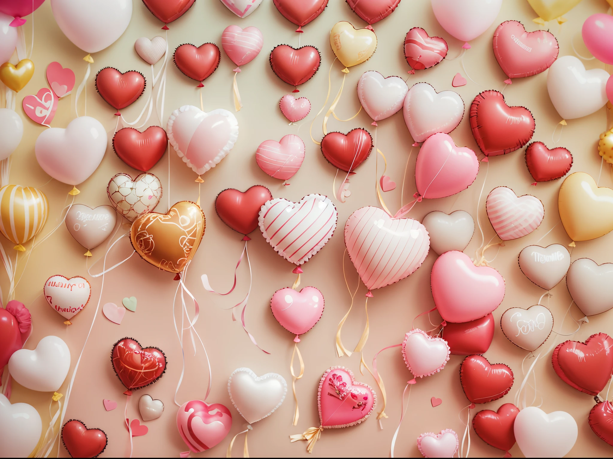 Cute pink background, (Heart-shaped balloons、Lots of hearts、Balloons of the Heart、No person