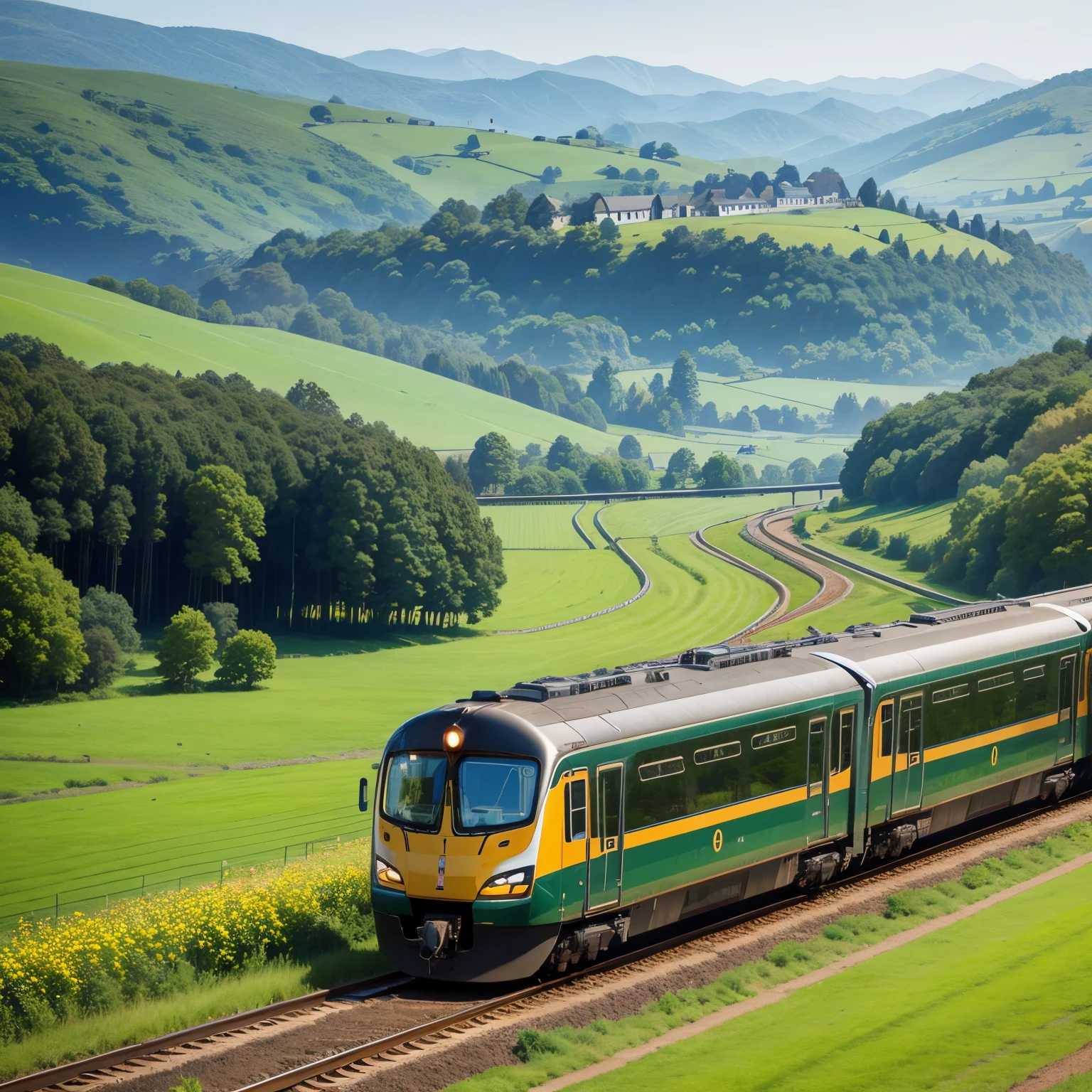 Trains through the countryside