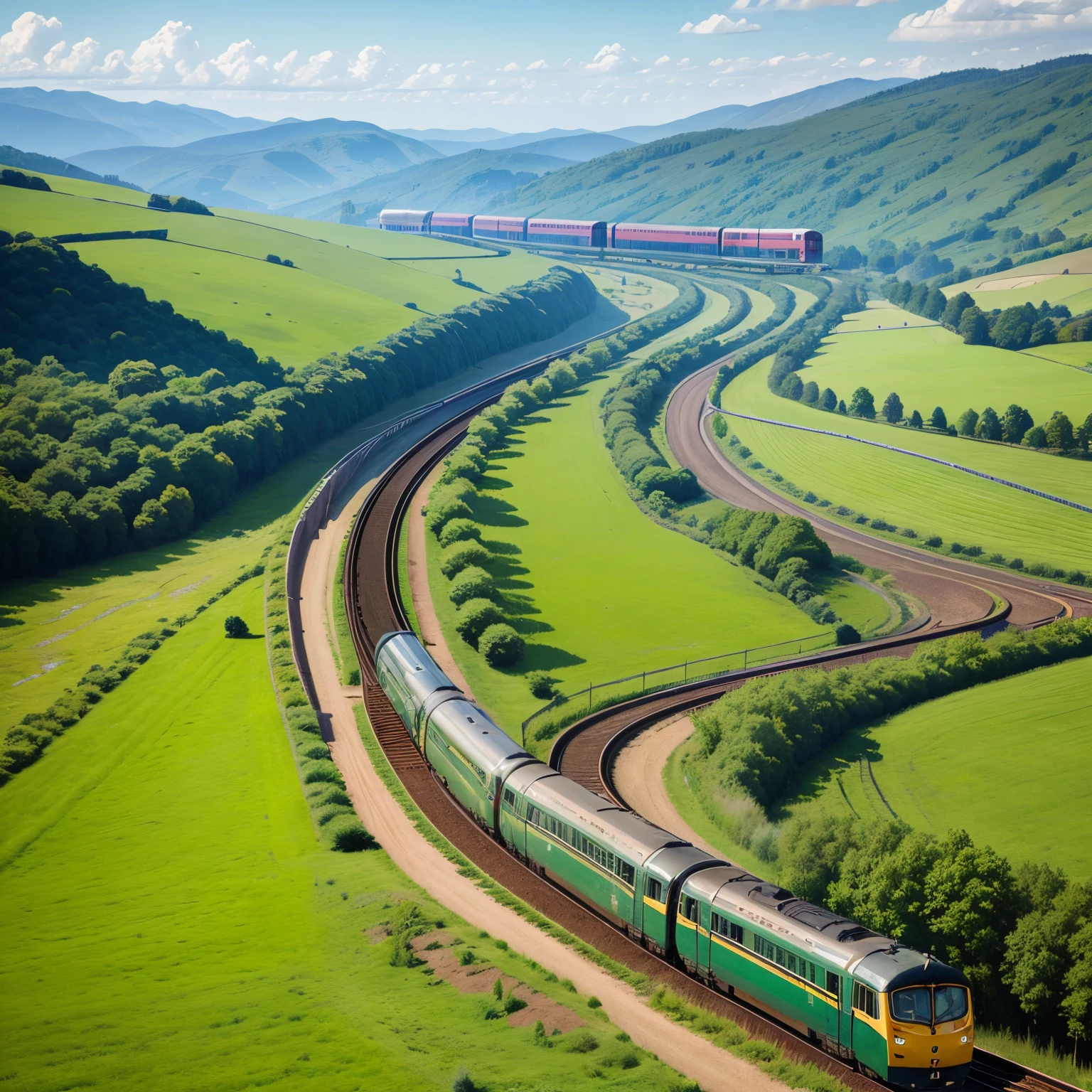 Trains through the countryside