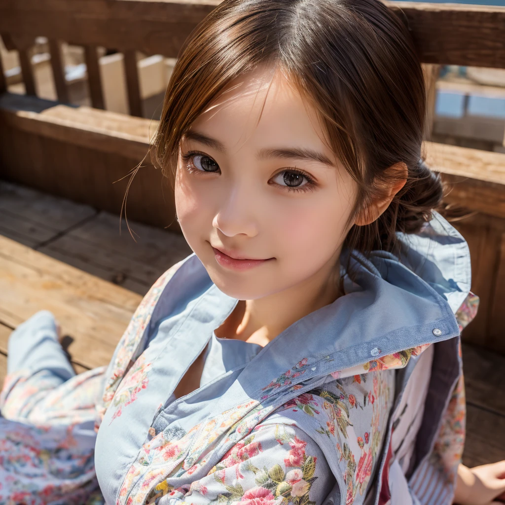 (A hyper-realistic), (hight resolution), (8K), (ighly detailed), (Best style), (beatiful detailed eyes), (top-quality), (ultra-detailliert), (​masterpiece), (wall-paper), (详细的脸), girl wearing loose clothes, Beautiful Japan person, 20yr old、Colossal tits,a bed、Sensual look、a bed、Dynamic composition