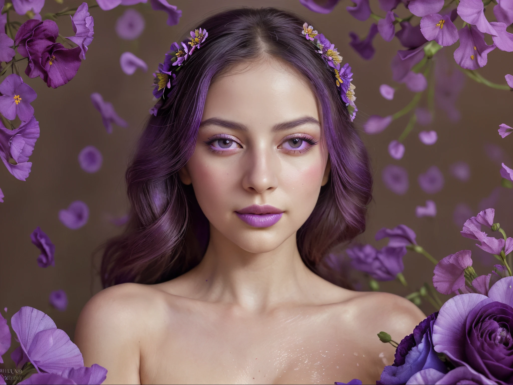 In a vivid and mesmerizing portrayal, vibrant shades of violet come alive in this enchanting image. The subject, a stunning bouquet of violet flowers, captivates the viewers with its lushness and elegance, perfectly captured in a high-resolution photograph. Each delicate petal showcases a range of tones, from deep royal purples to soft lavender hues, creating a visual symphony of color. The meticulous attention to detail highlights the intricate patterns and delicate texture of the velvety petals. This exceptional image, radiating with the utmost clarity and vibrancy, invites viewers to immerse themselves in the pure beauty of nature's floral masterpiece.