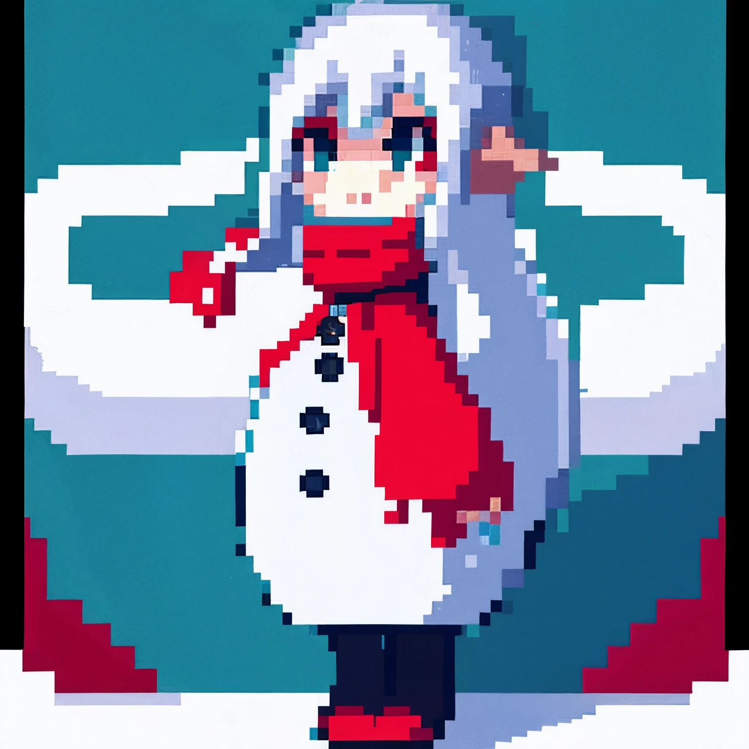menina boneco de neve, natal, pixel art, neve