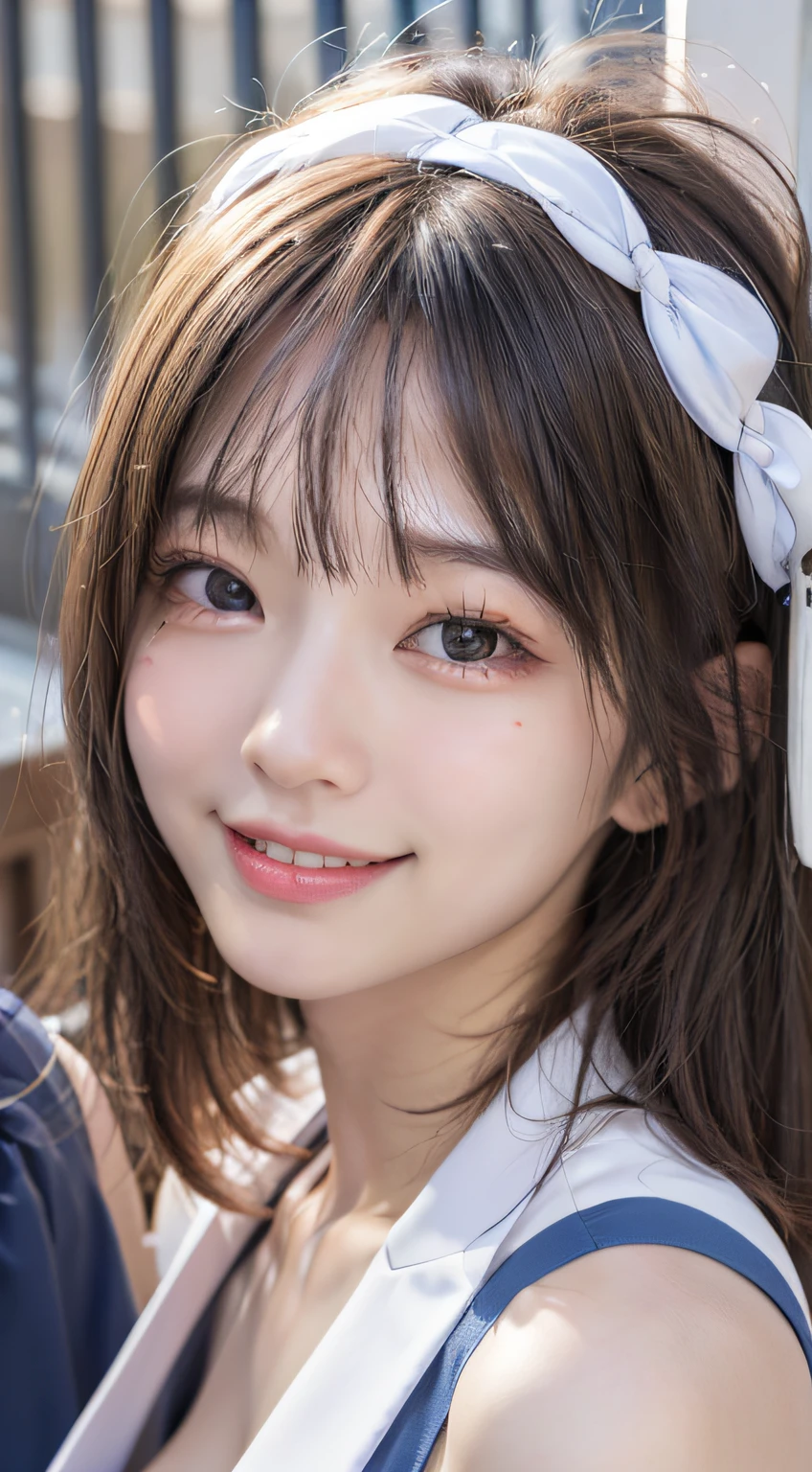 realisticlying,((3 girls)),Face enhancement,Face Extra Large Zoom、selfee,Looking Up、Staring at this、Cleavage emphasis,Smile, Smile、shorth hair