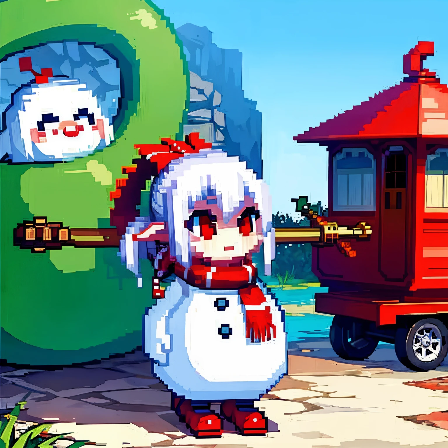 ****** boneco de neve, natal, pixel art, neve