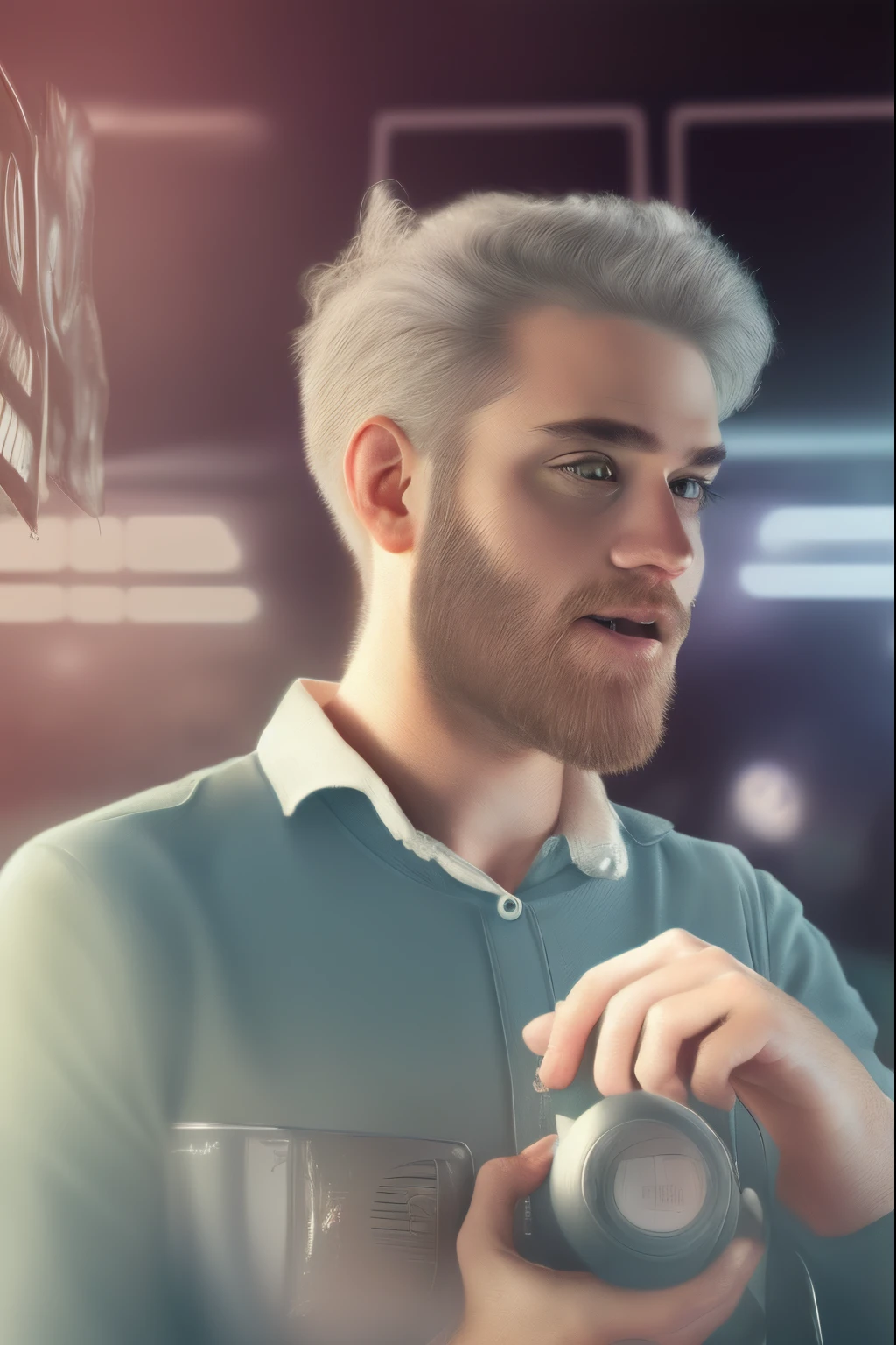 futuristic background and realistic face high quality